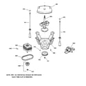 GE WJSE4150B0WW suspension, pump & drive components diagram