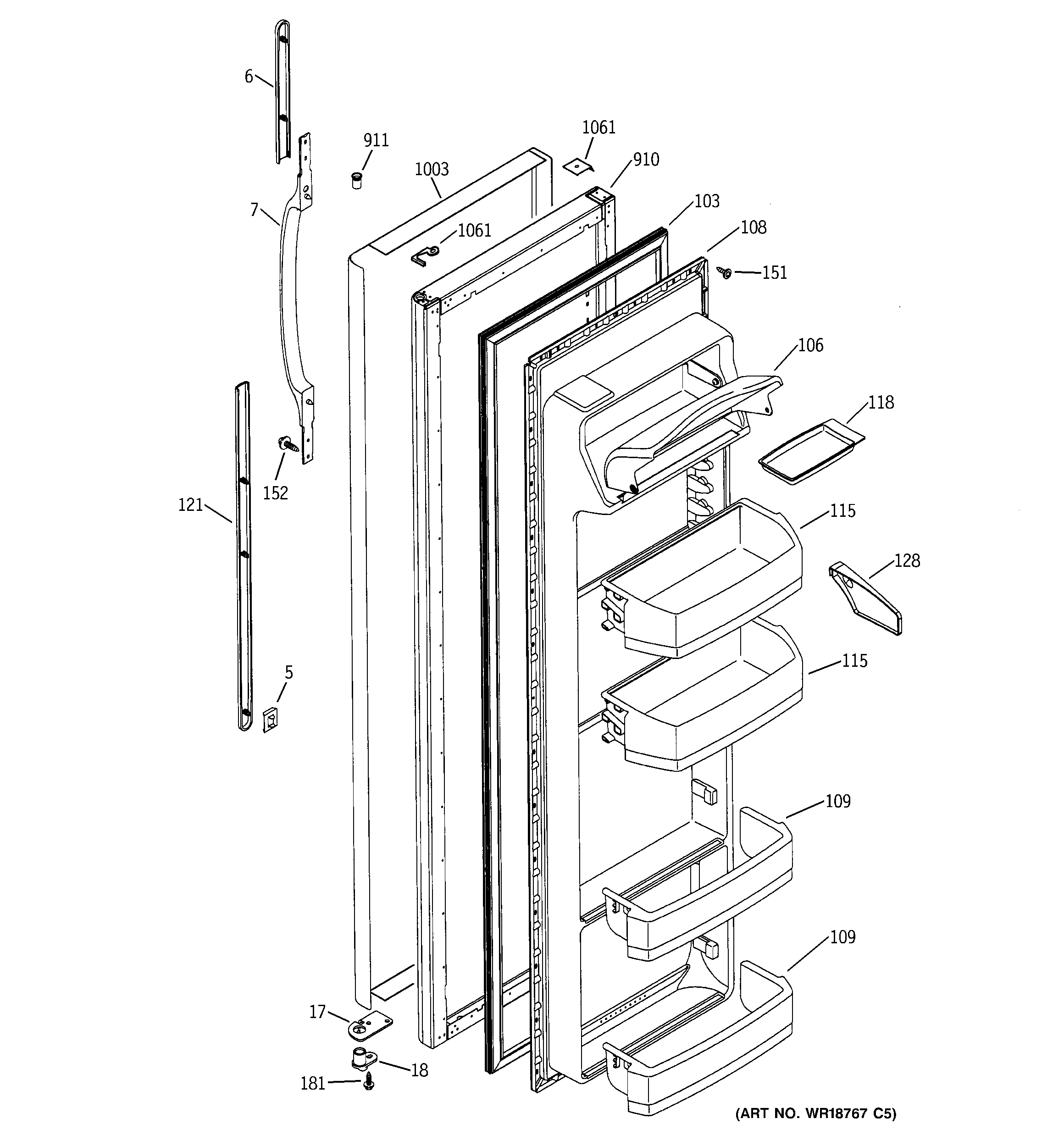 GE GSS25SGMBBS fresh food door diagram