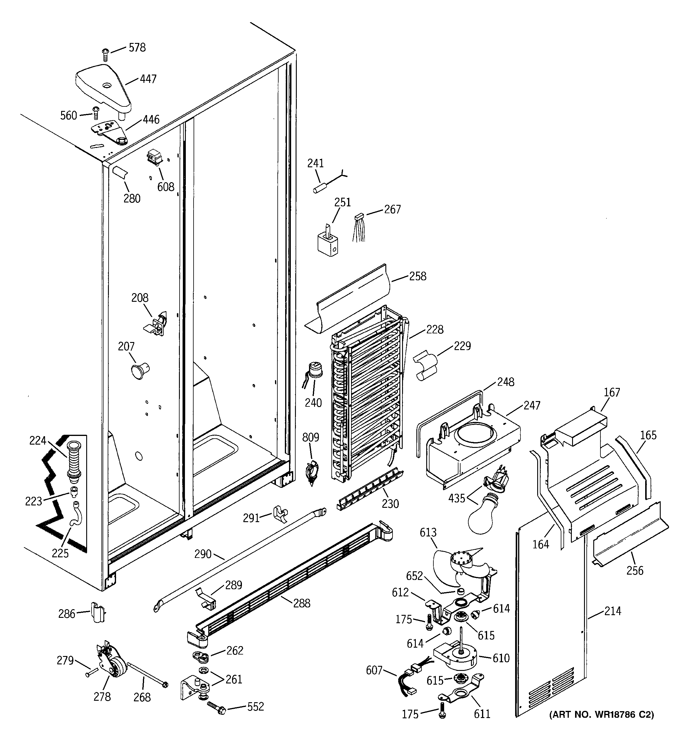 GE GSS25SGMBBS freezer section diagram