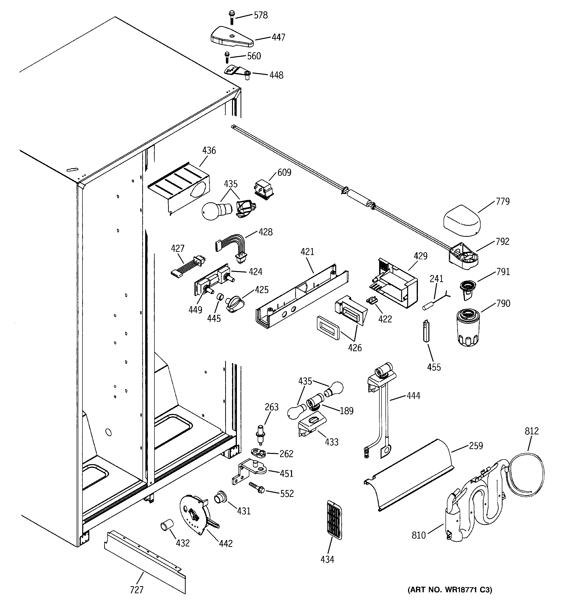 GE GSS25SGMBBS fresh food section diagram