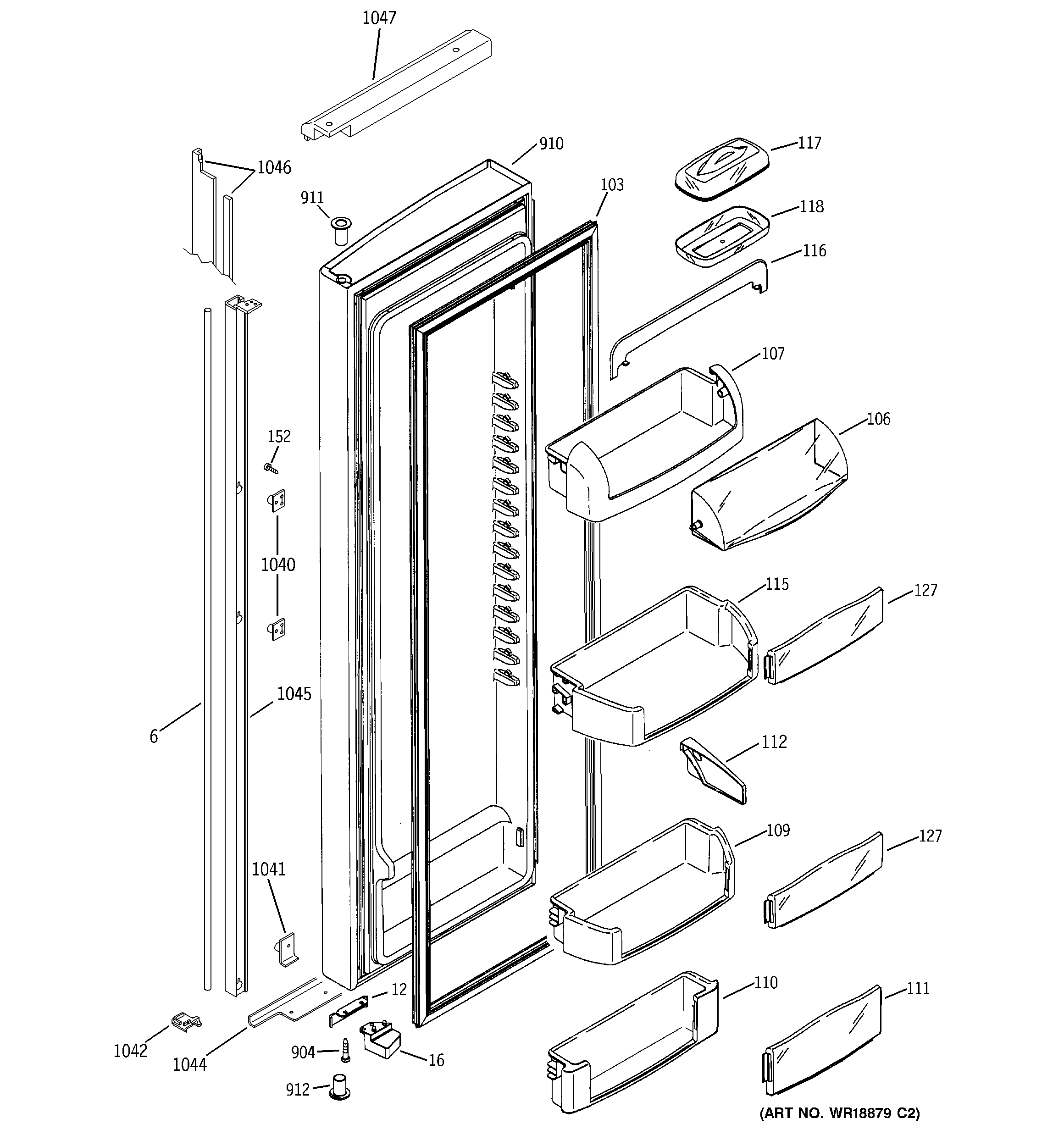 GE PSI23MGMBCC fresh food door diagram