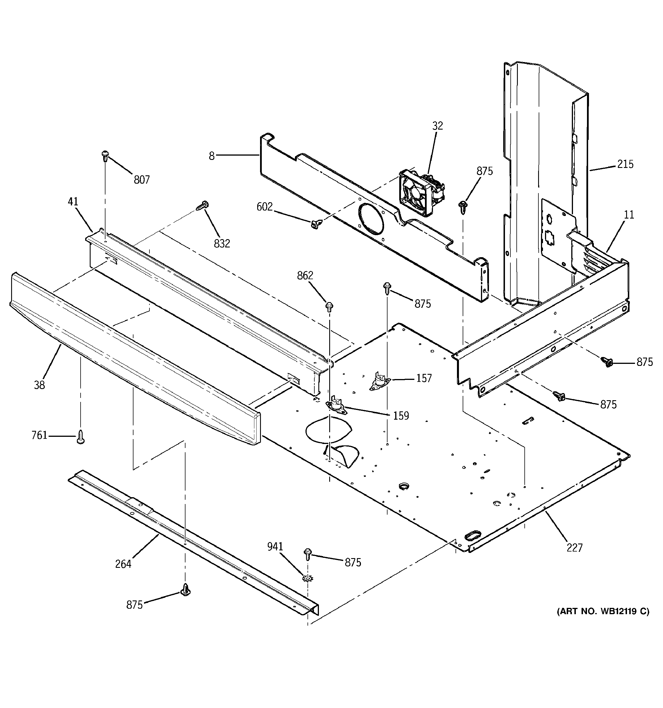GE JTP45BA5BB center spacer diagram