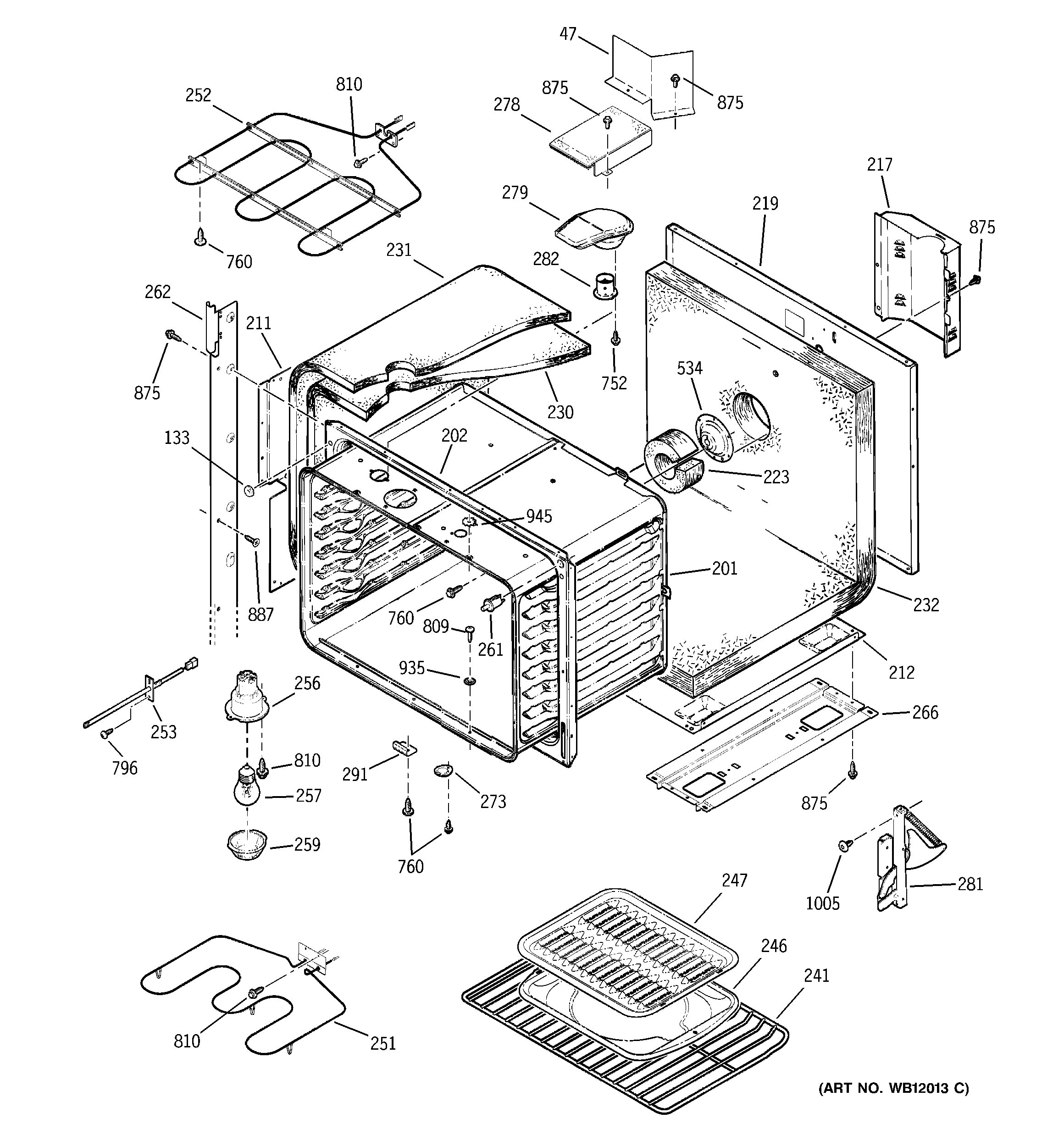 GE JTP47SC3SS upper body parts diagram