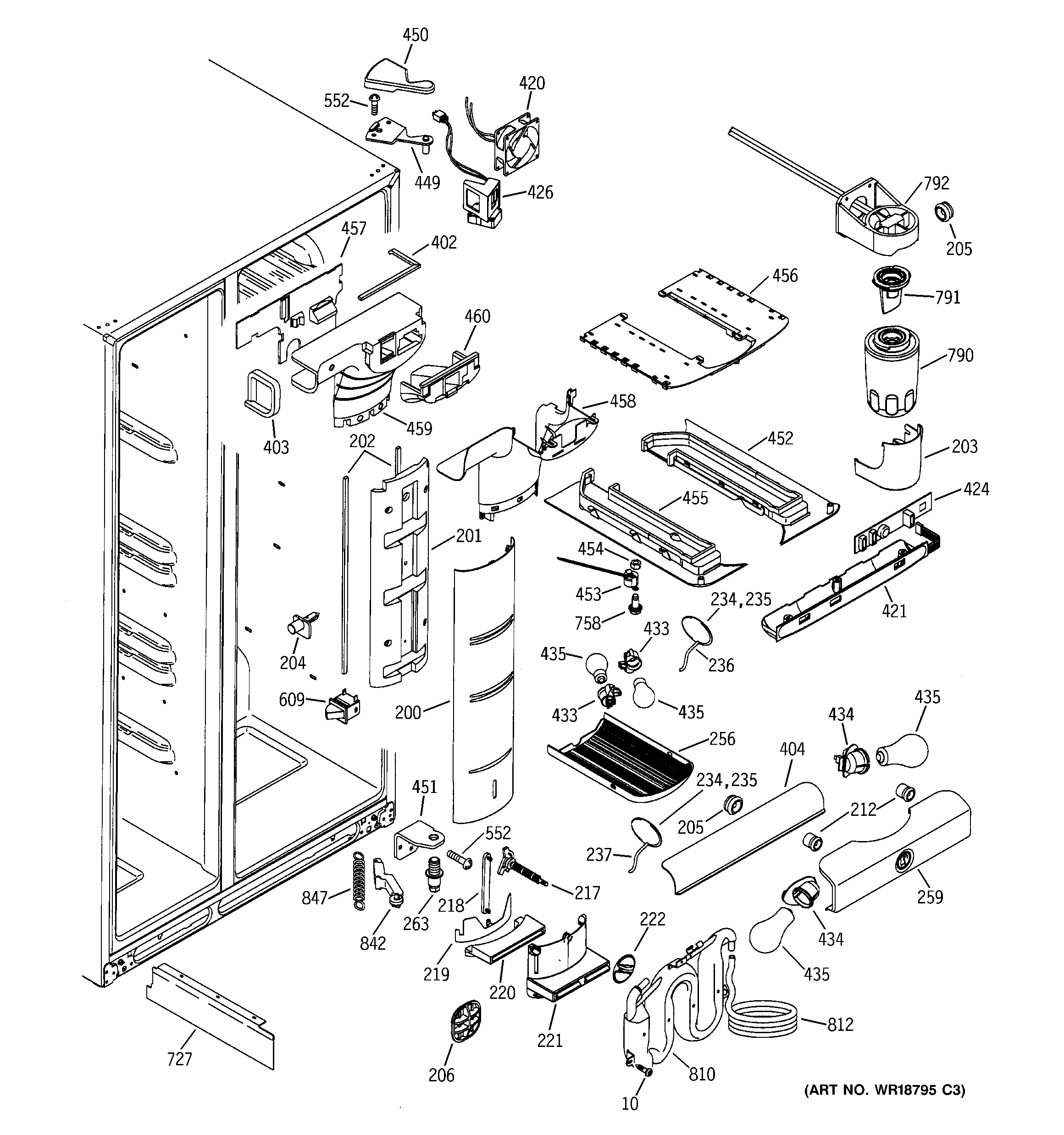 GE PSC23SGMBBS fresh food section diagram