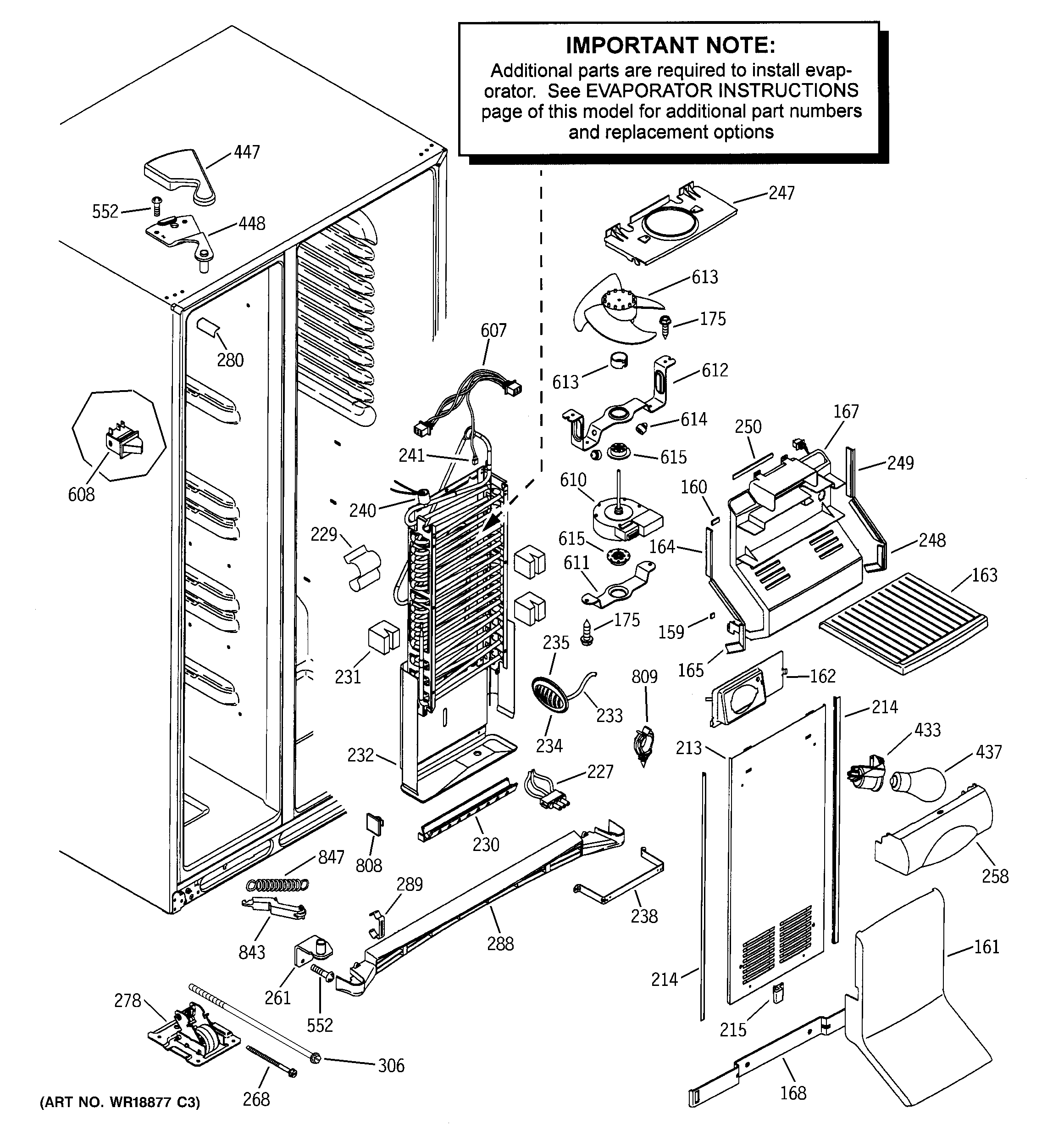 GE PSC23SHMBBS freezer section diagram