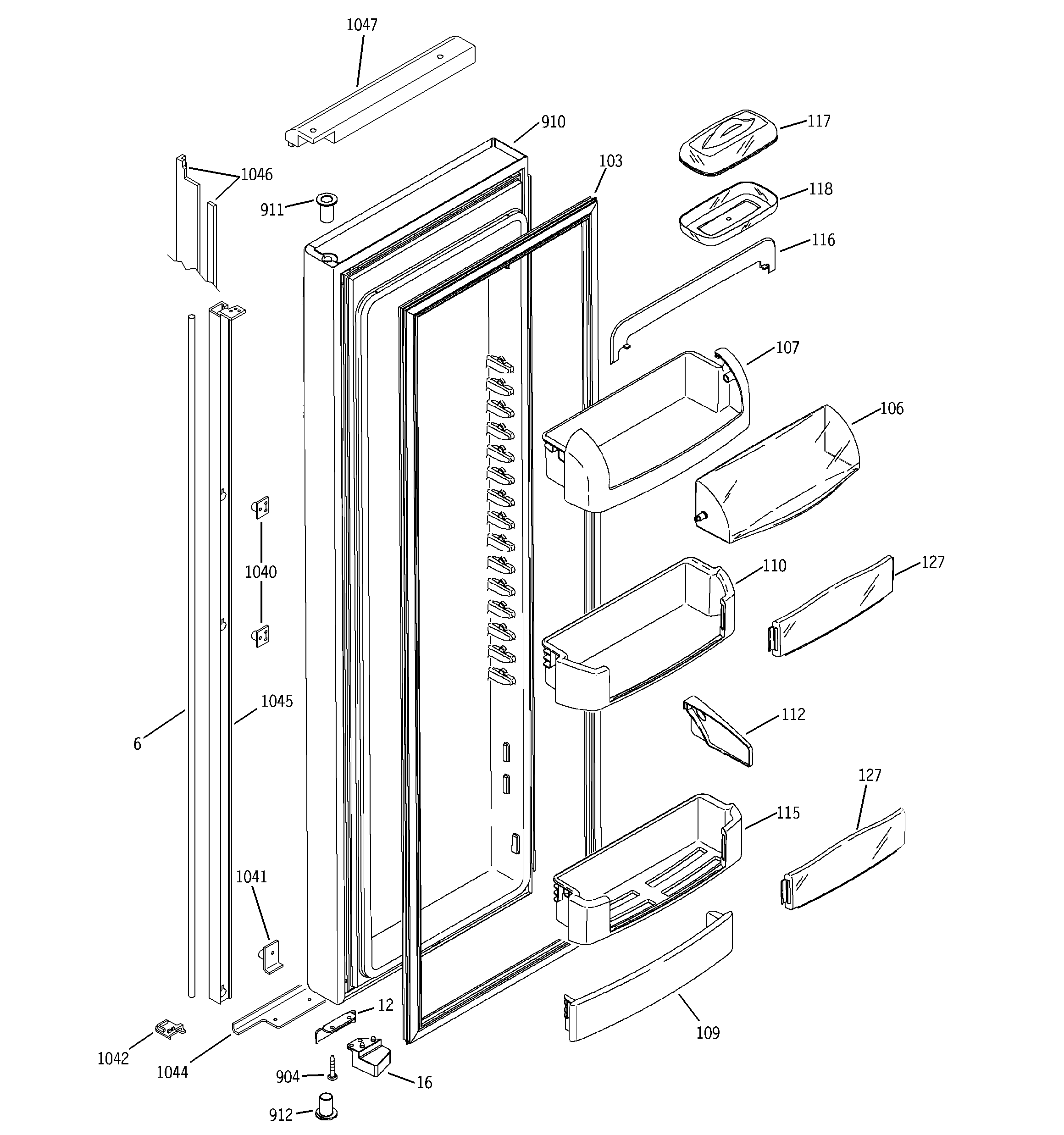 GE PSI21MGMBCC fresh food door diagram