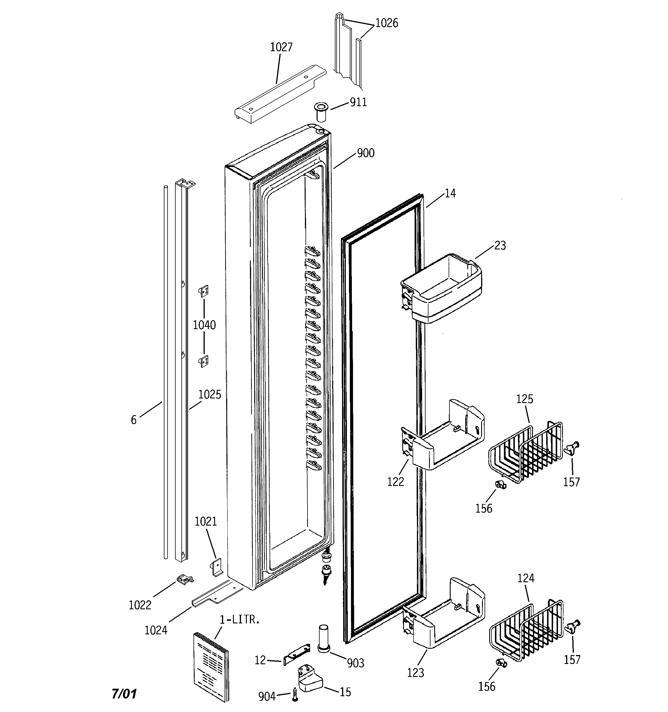 GE PSI23MCMACC freezer door diagram