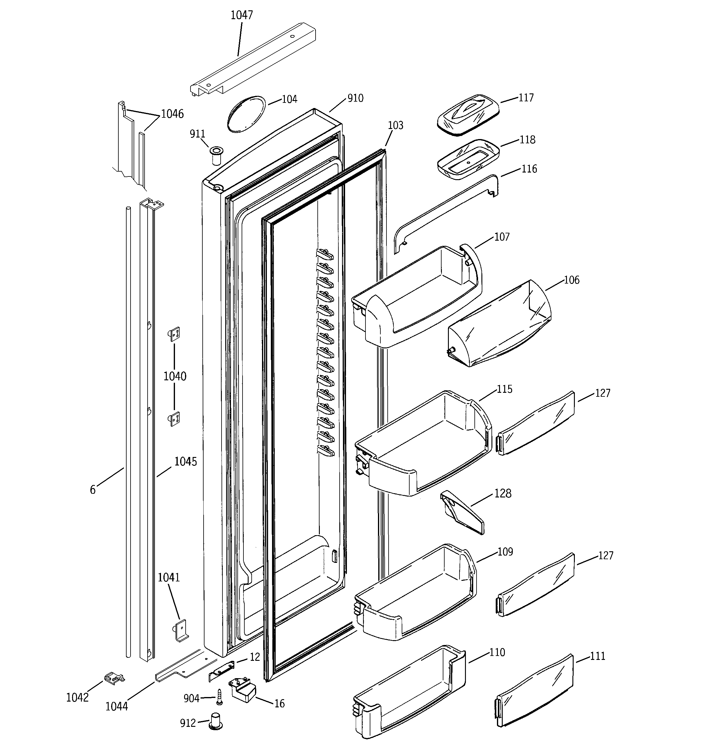 GE PSI23MCMACC fresh food door diagram