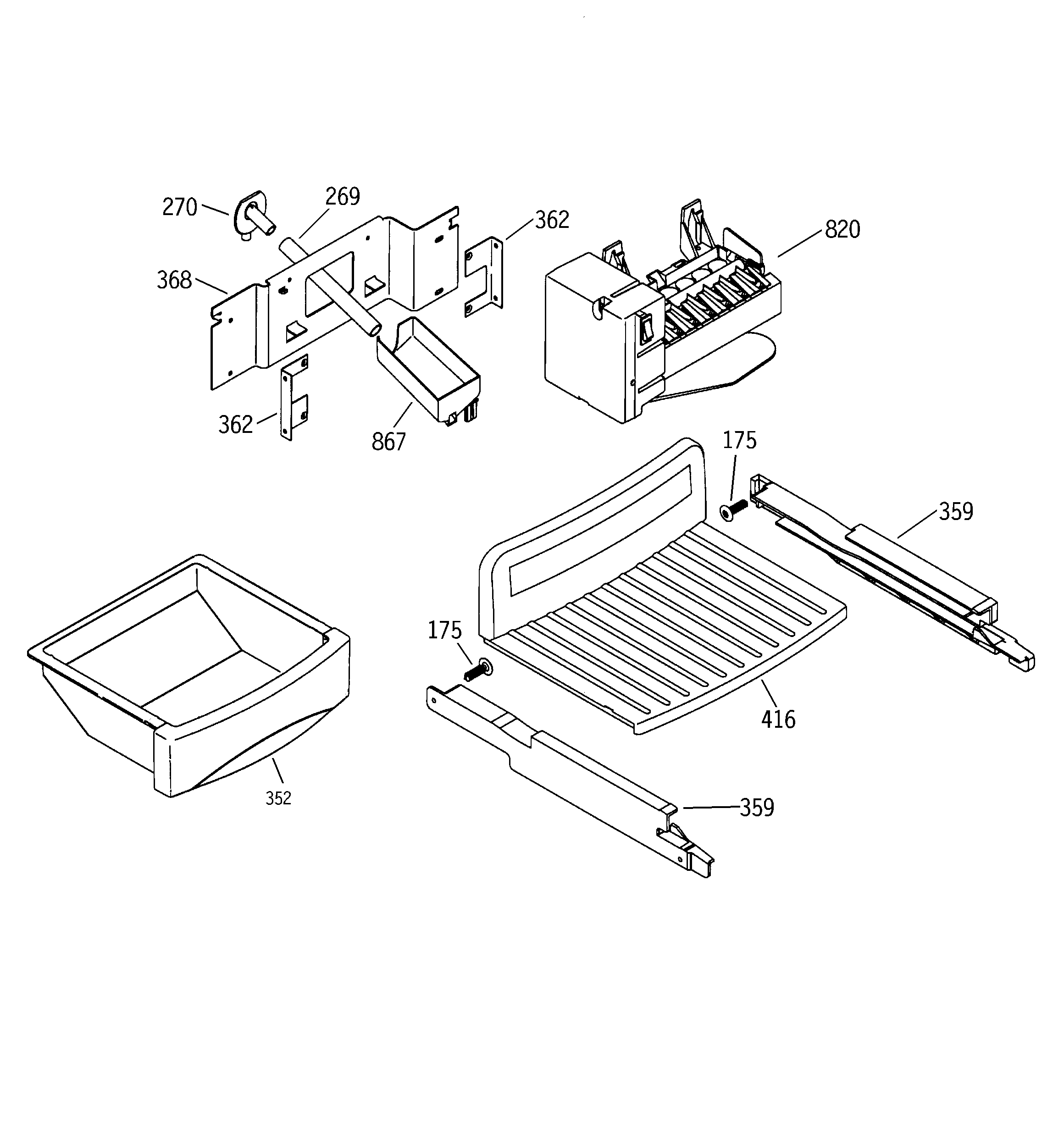 GE PSI23MCMACC icemaker diagram