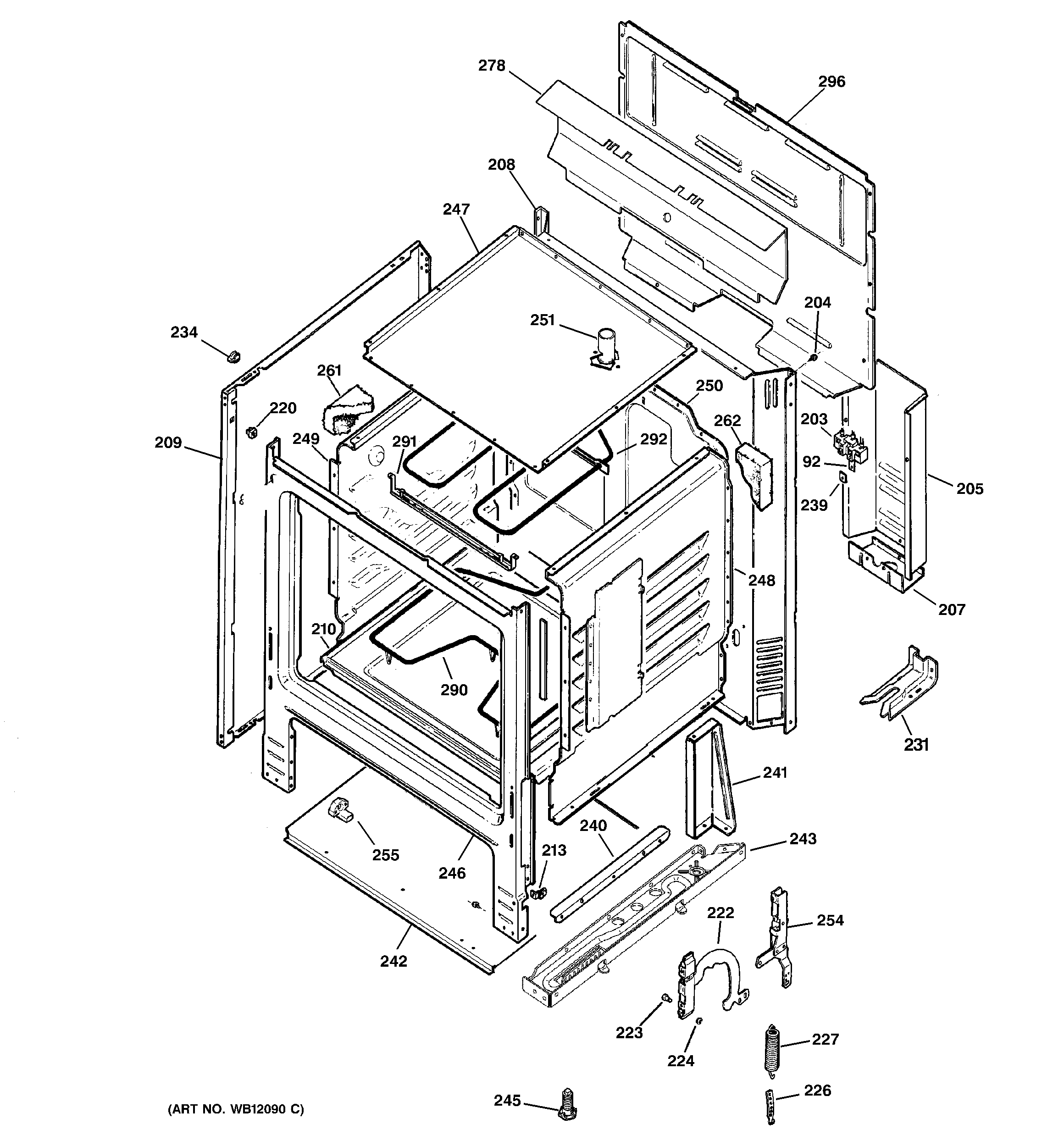 GE JBS03BC2WH body parts diagram