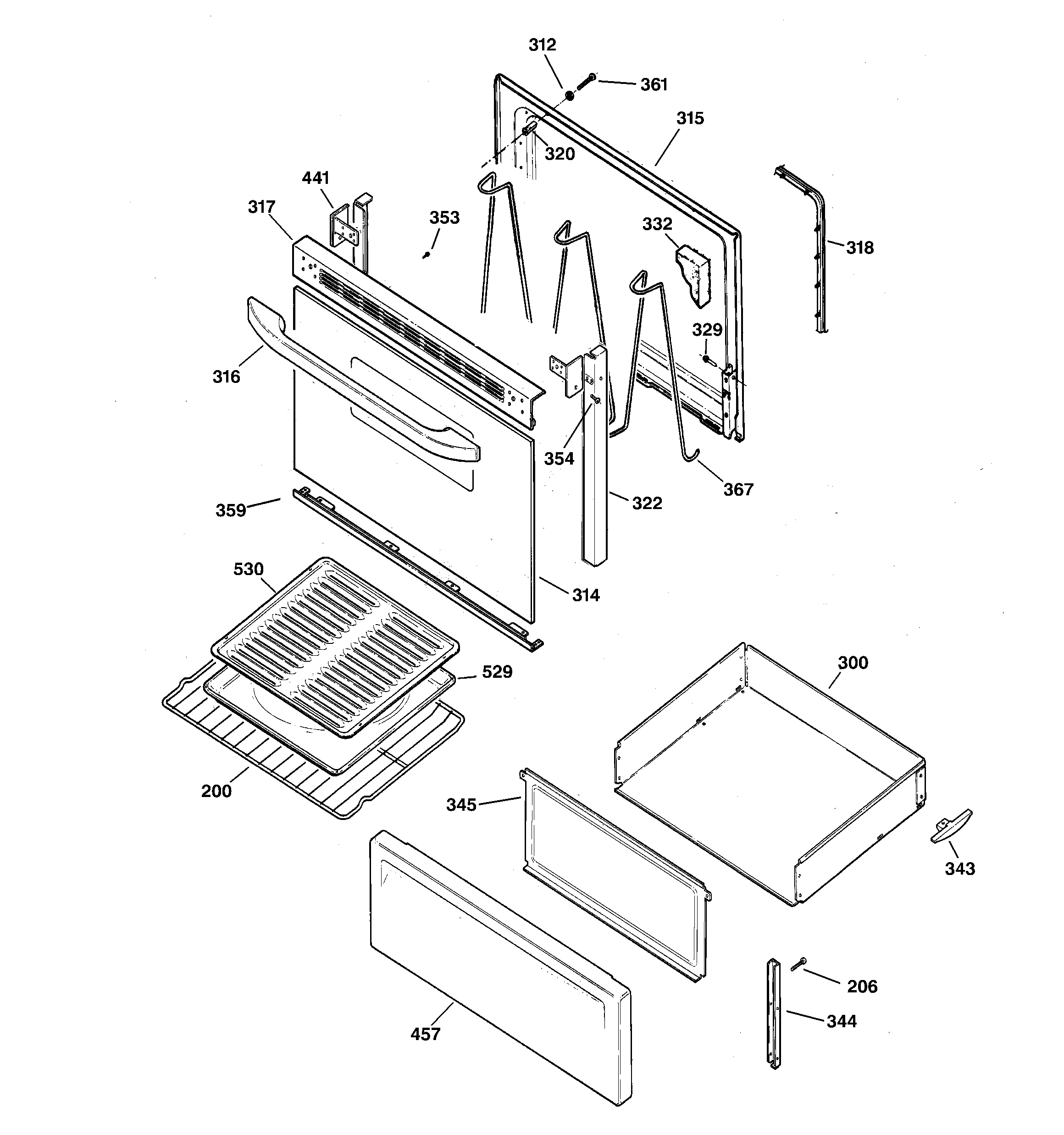 GE JBS03BC2WH door & drawer parts diagram