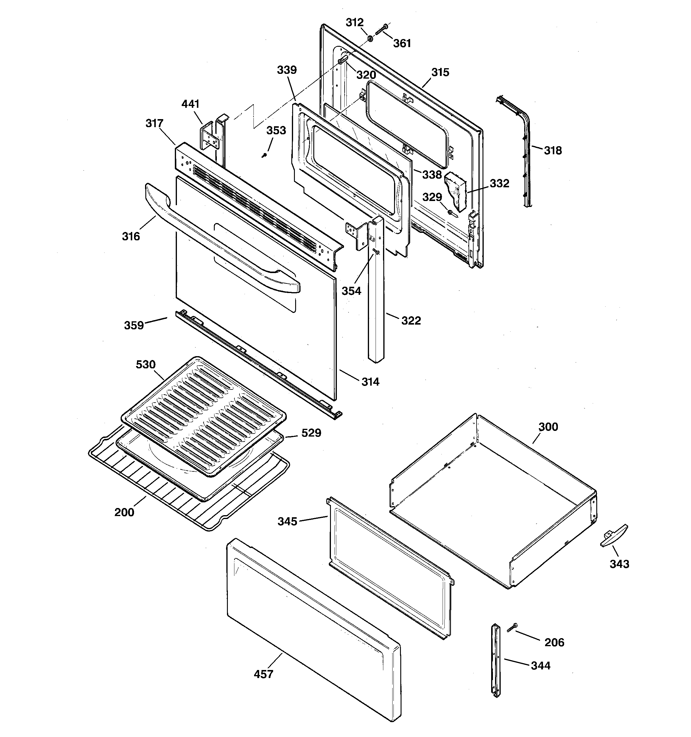 GE JBS27AC2AA door & drawer parts diagram