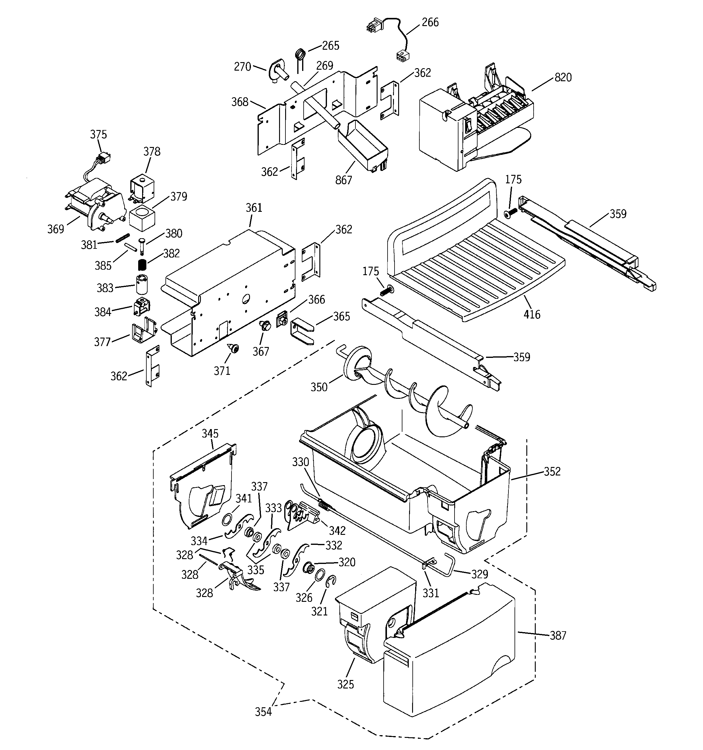 GE PSC23NHMABB icemaker & dispenser diagram