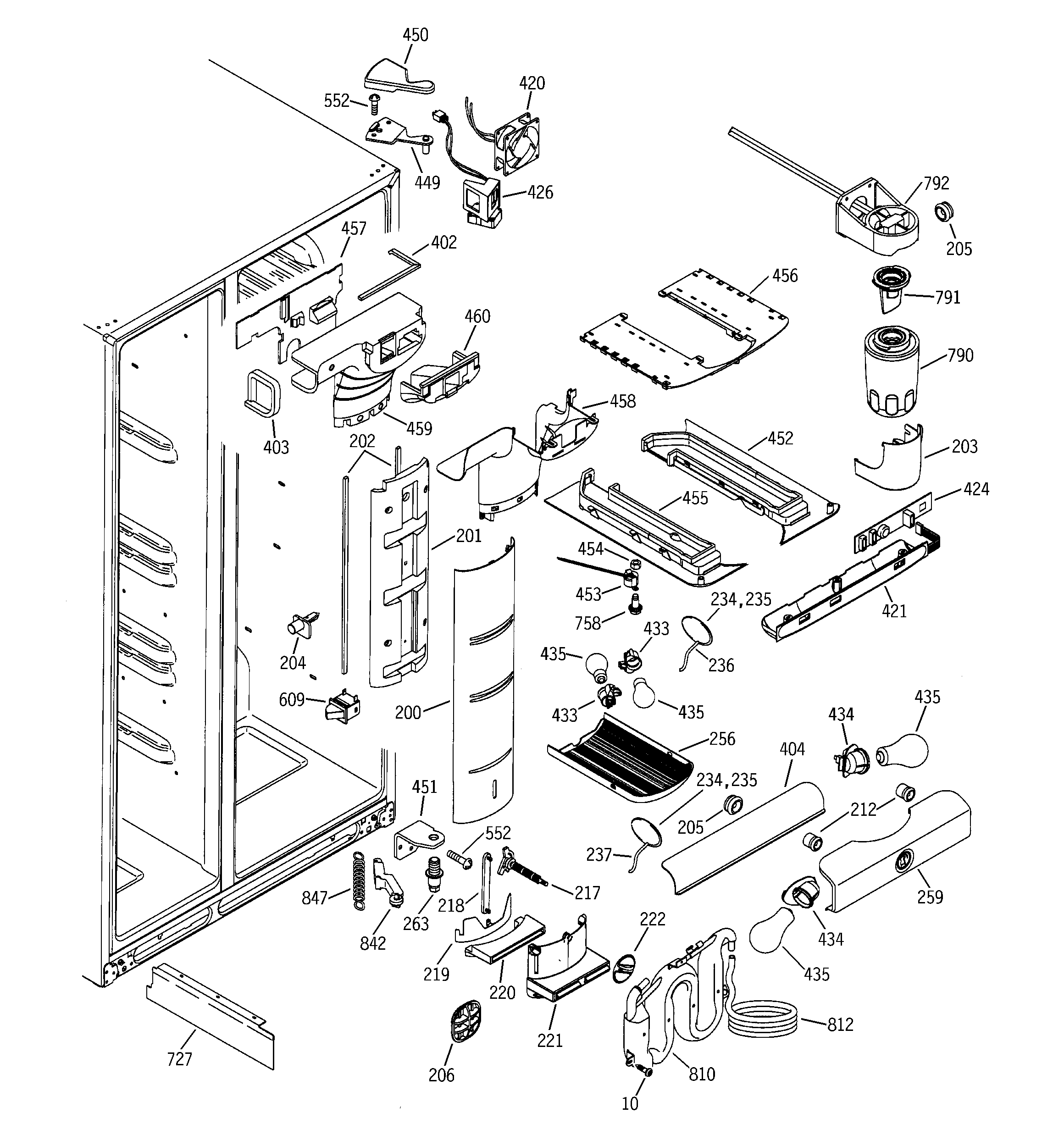 GE PSC23NHMABB fresh food section diagram