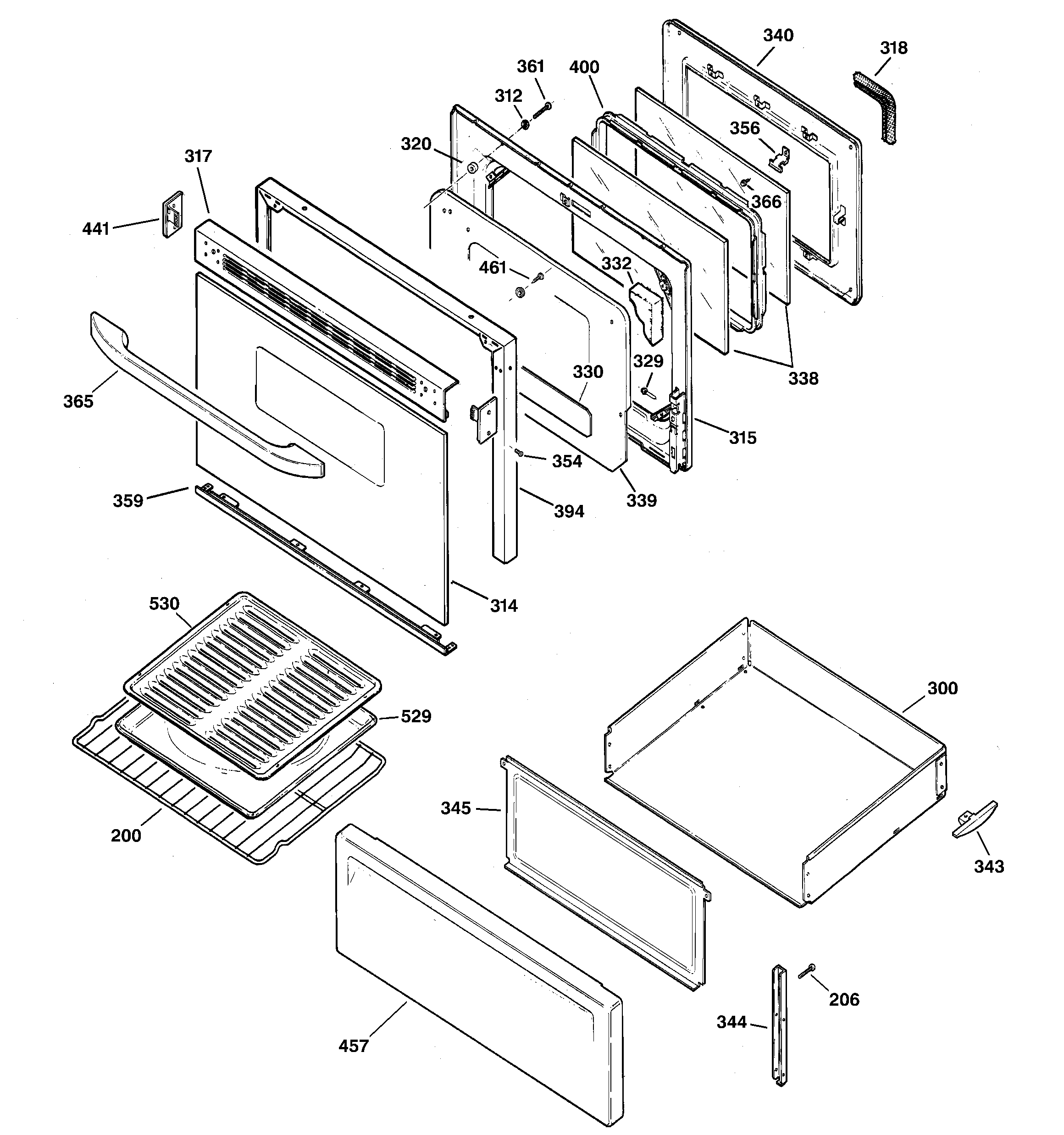 GE JBP62BD2CT door & drawer parts diagram