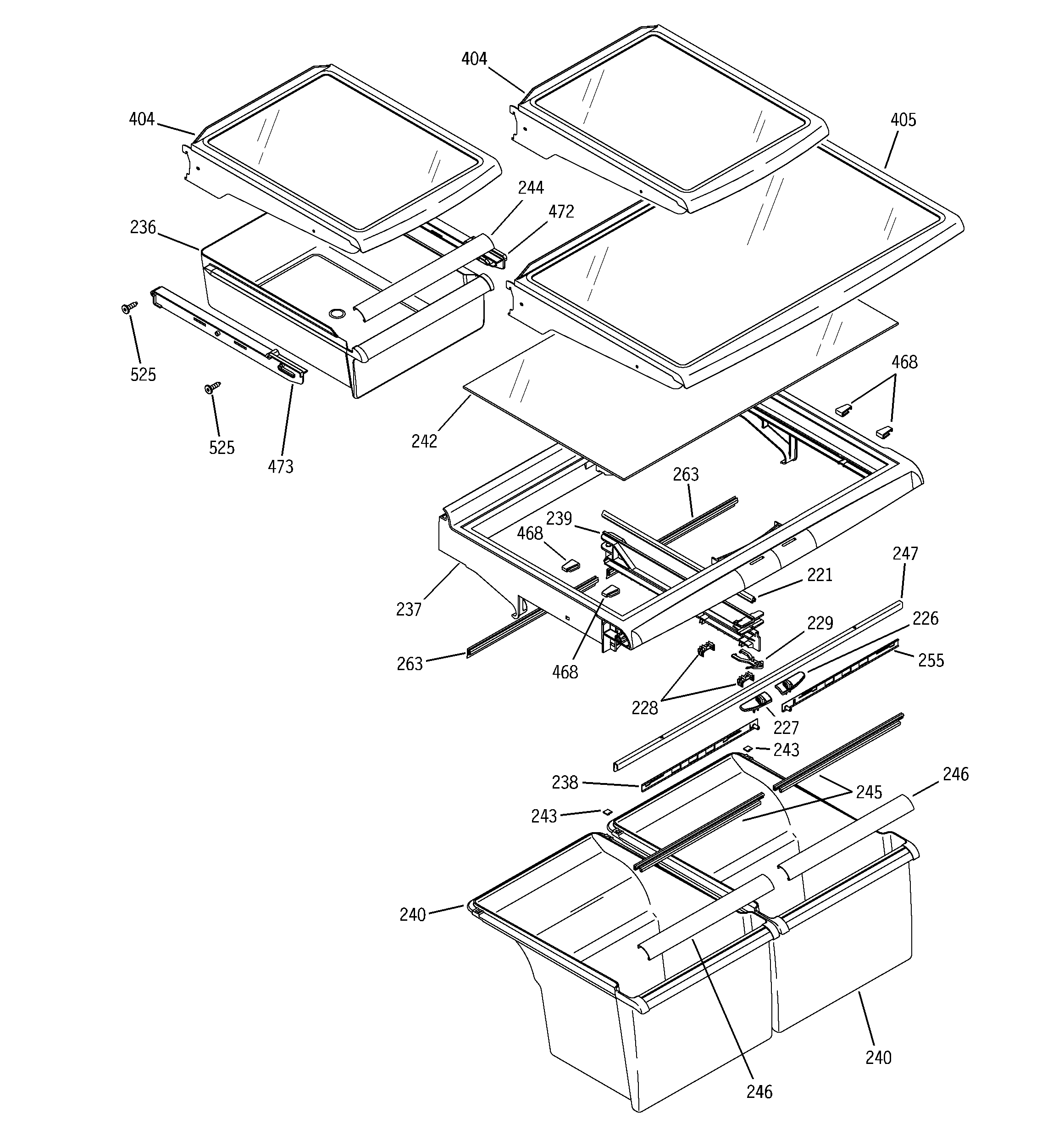 GE GTS22ZBMARCC shelf parts diagram