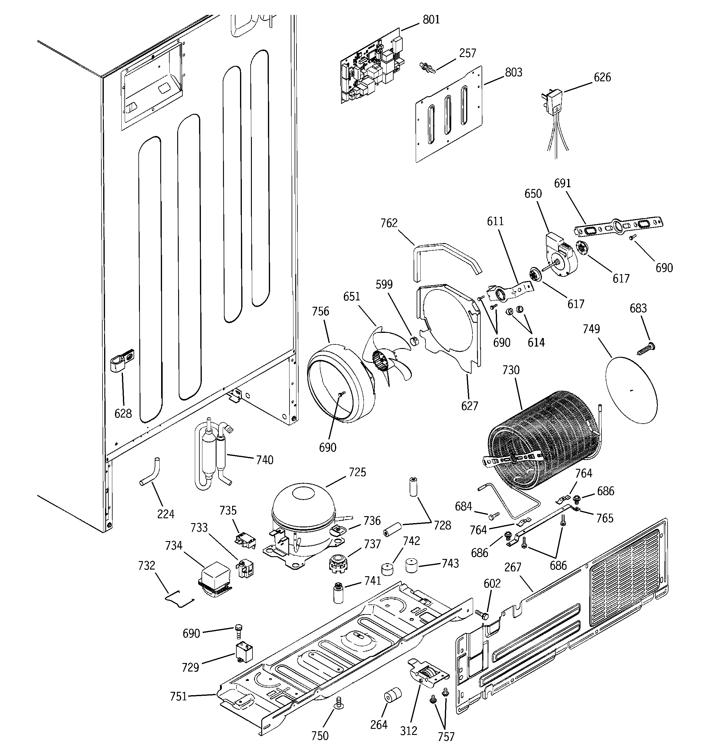 GE GTS22ZBMARCC sealed system & mother board diagram