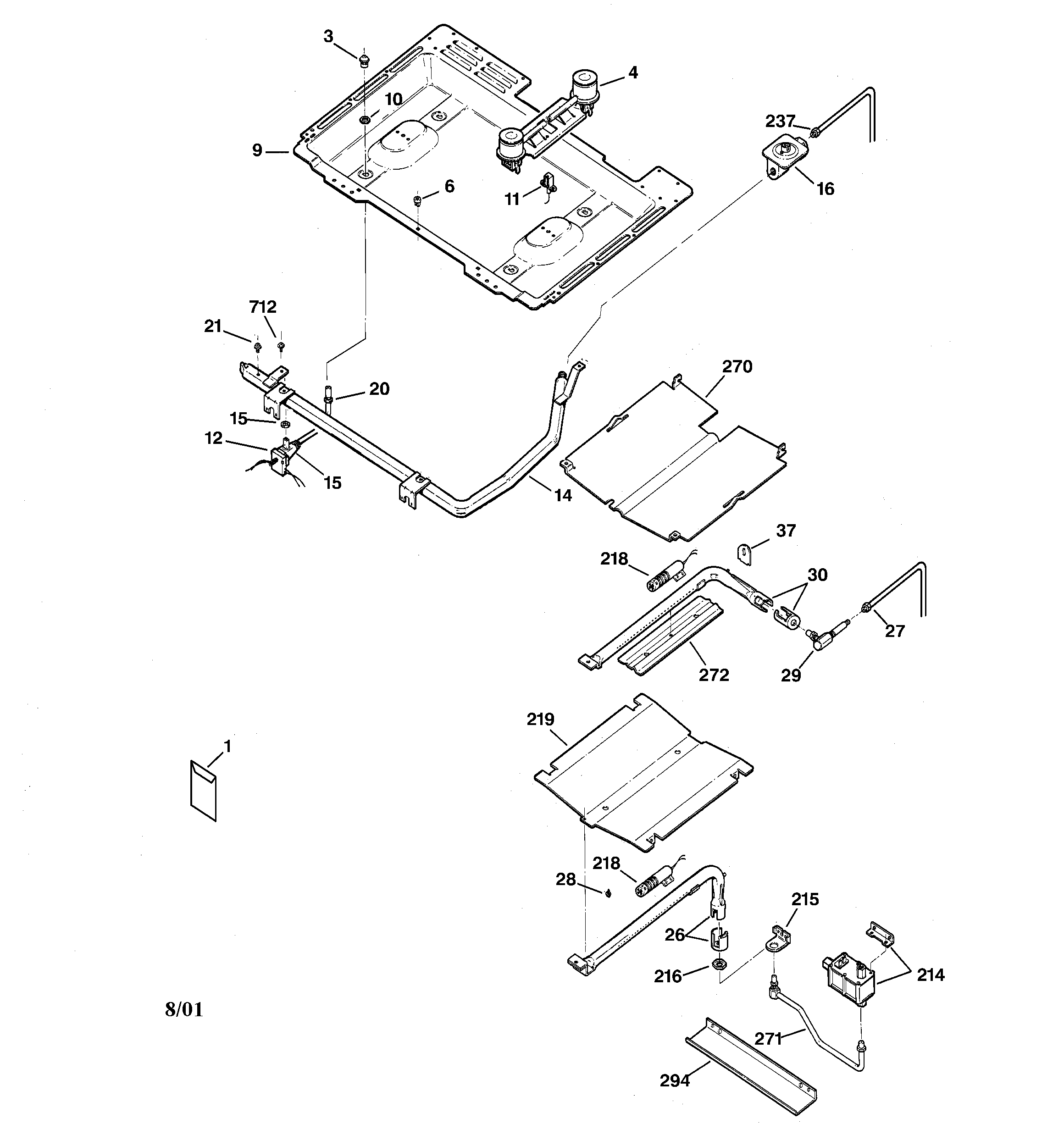 GE JGBP24BEA5WH gas & burner parts diagram