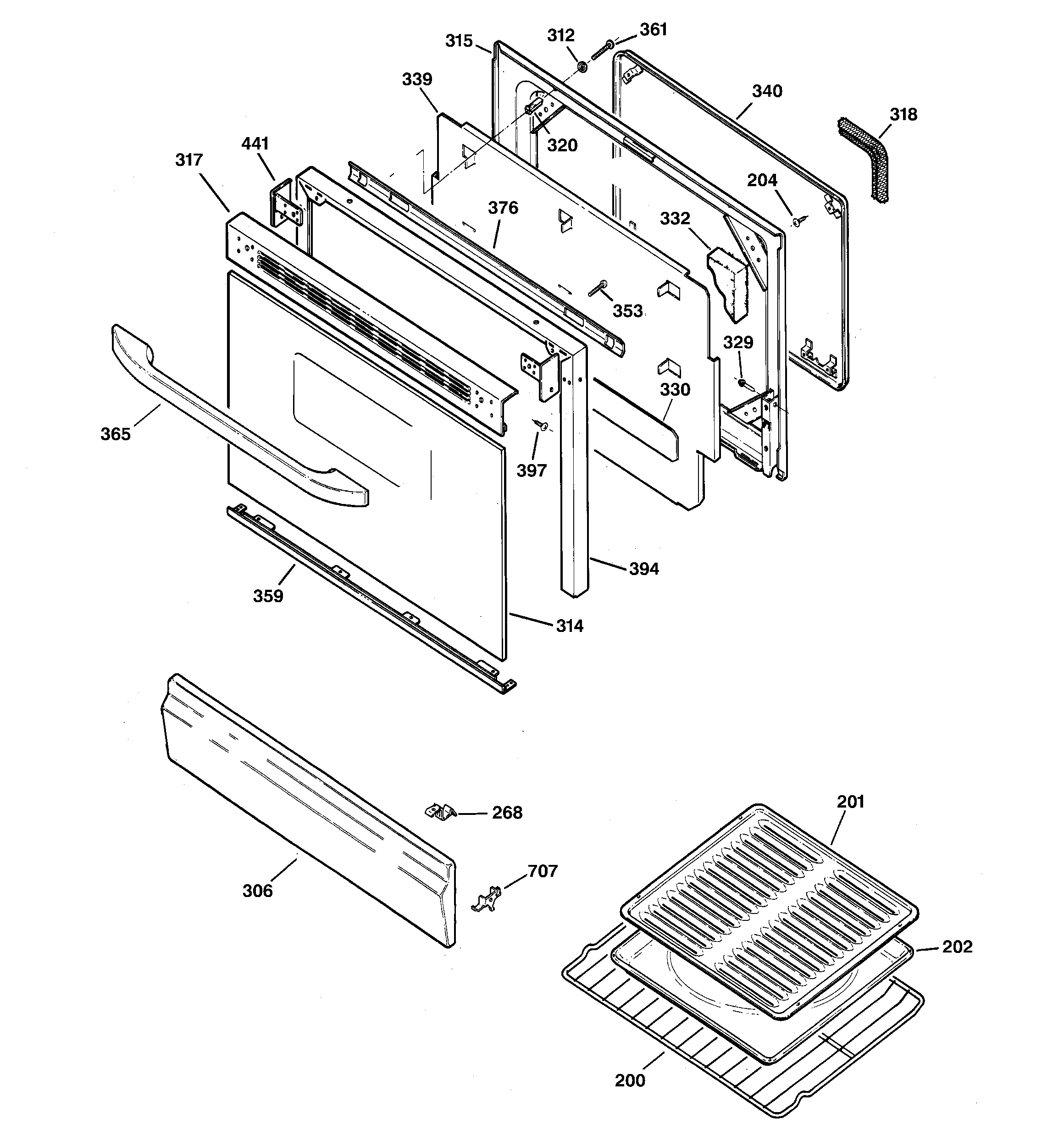 GE JGBP24BEA5WH door parts diagram