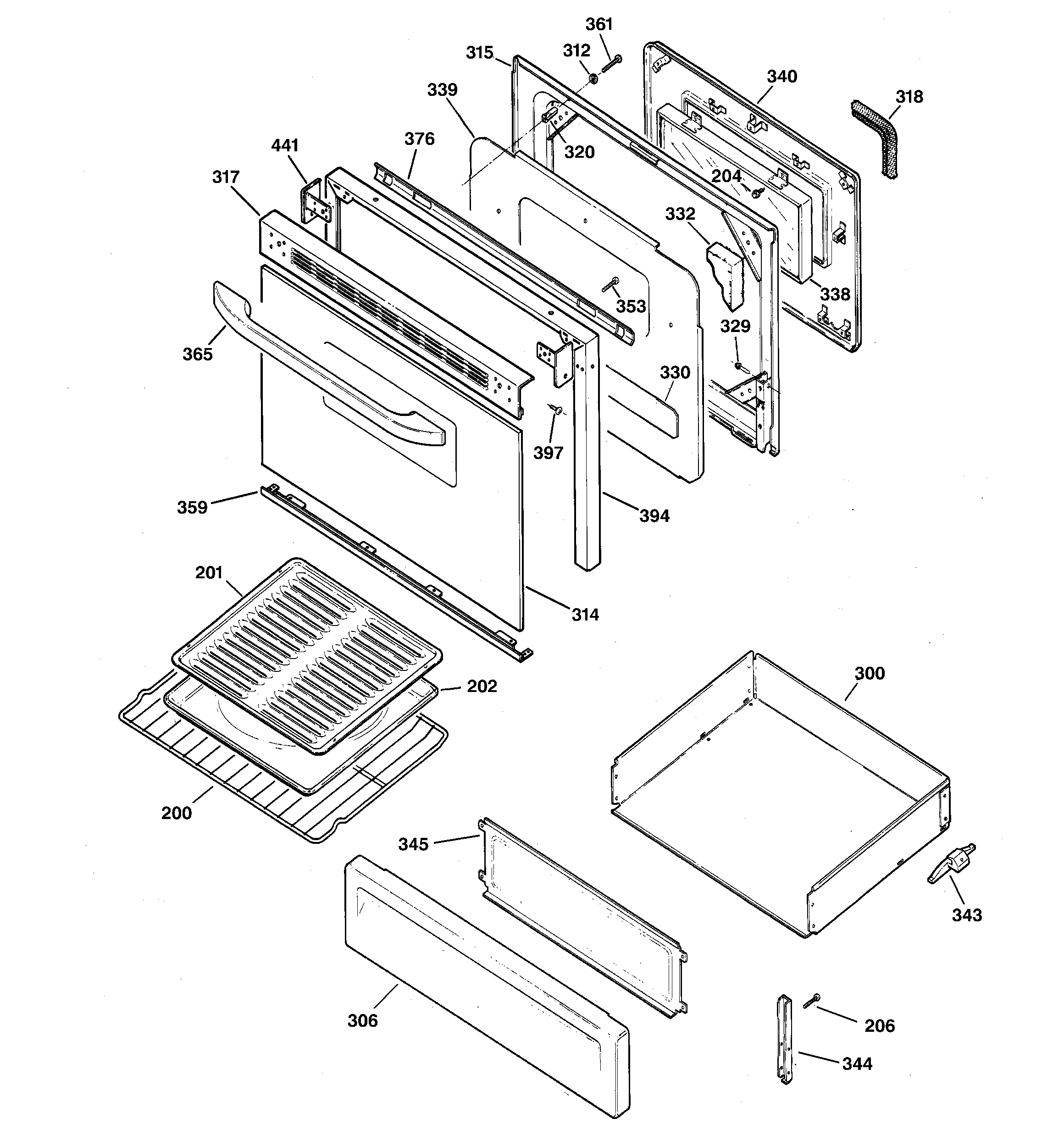 GE JGBP26BEA4WH door & drawer parts diagram
