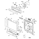 GE GSD2220F01BB escutcheon & door assembly diagram