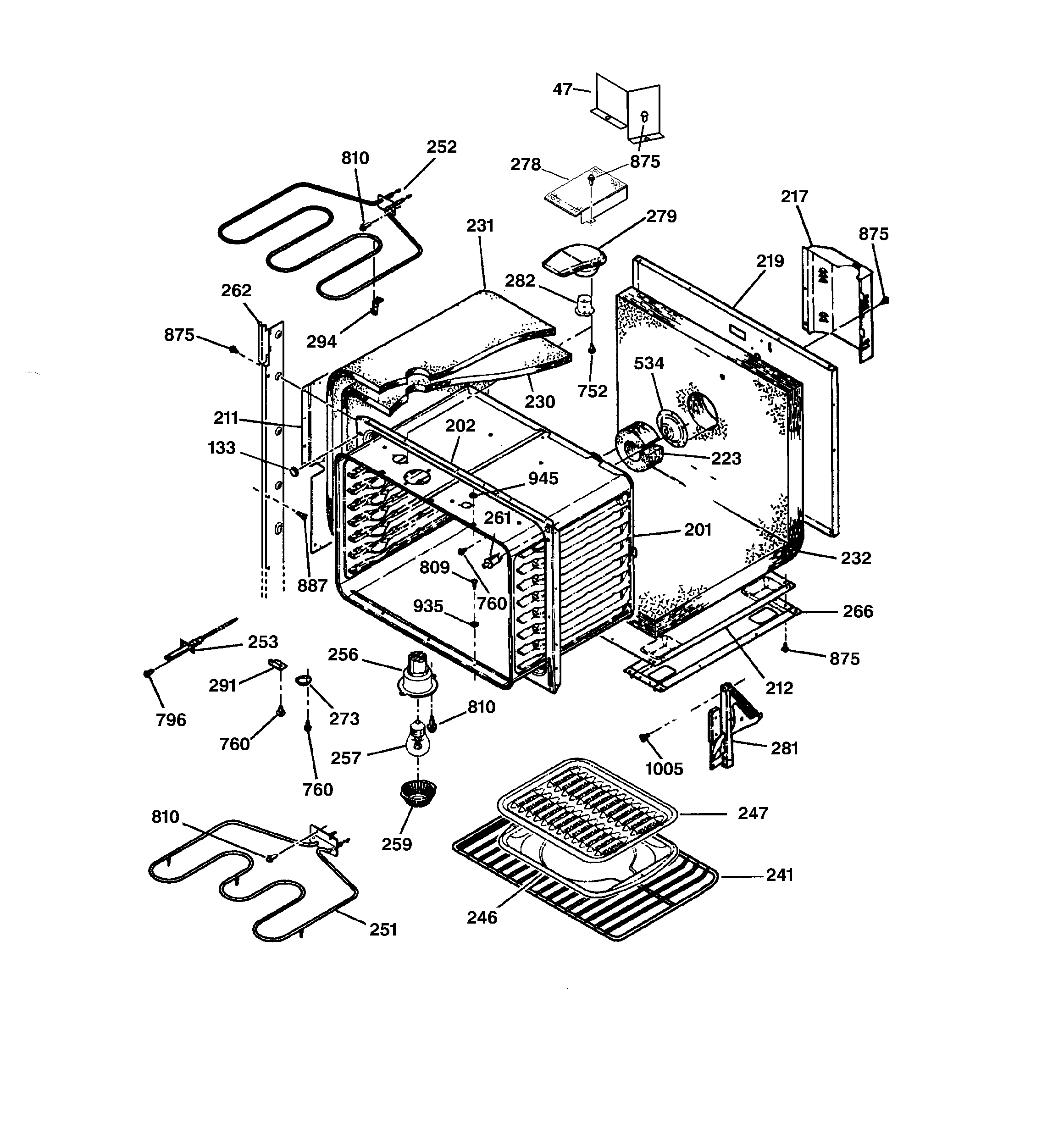 GE JTP47SC1SS upper body diagram