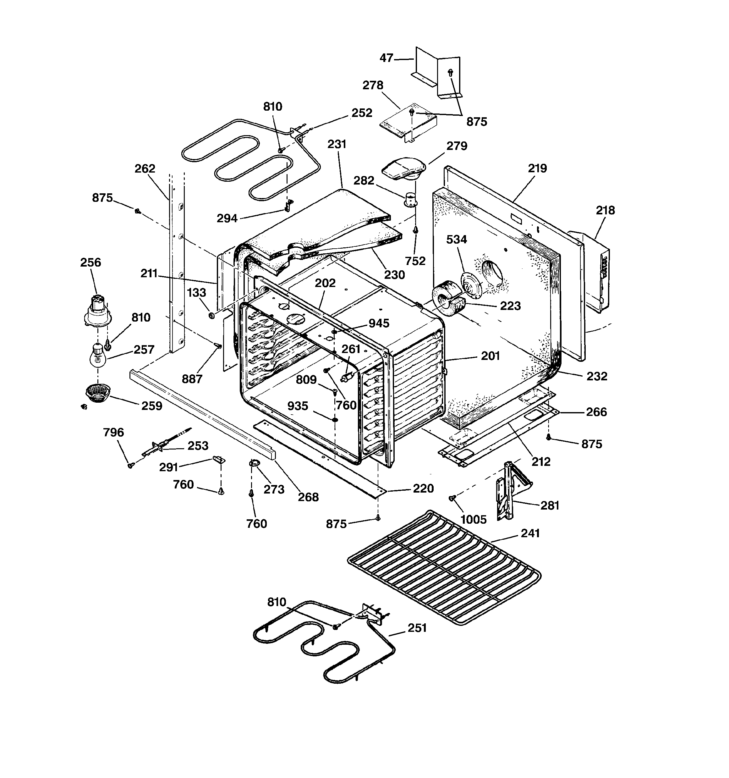 GE JTP47SC1SS lower body diagram