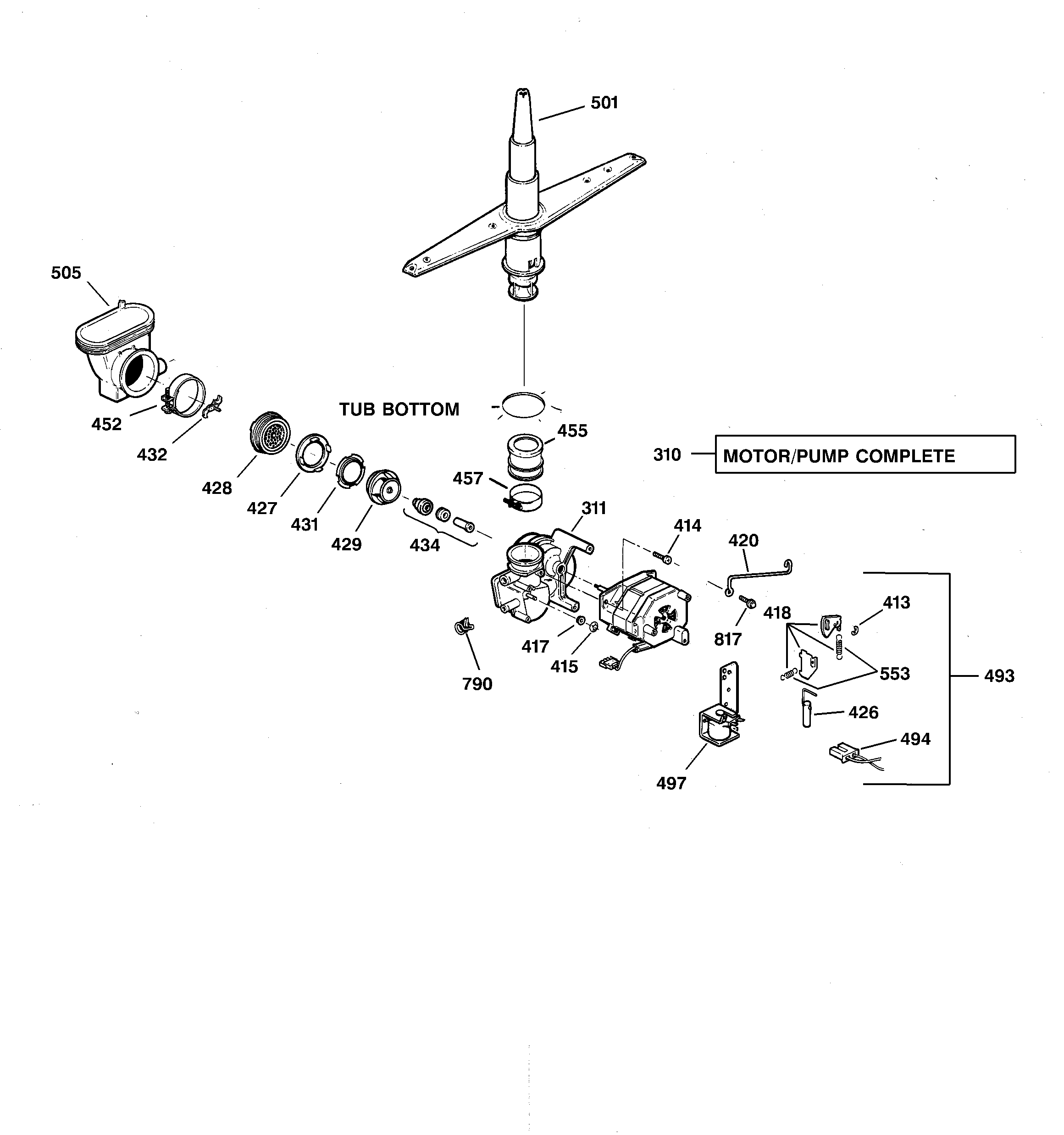 GE GSD3455F00CC motor-pump mechanism diagram