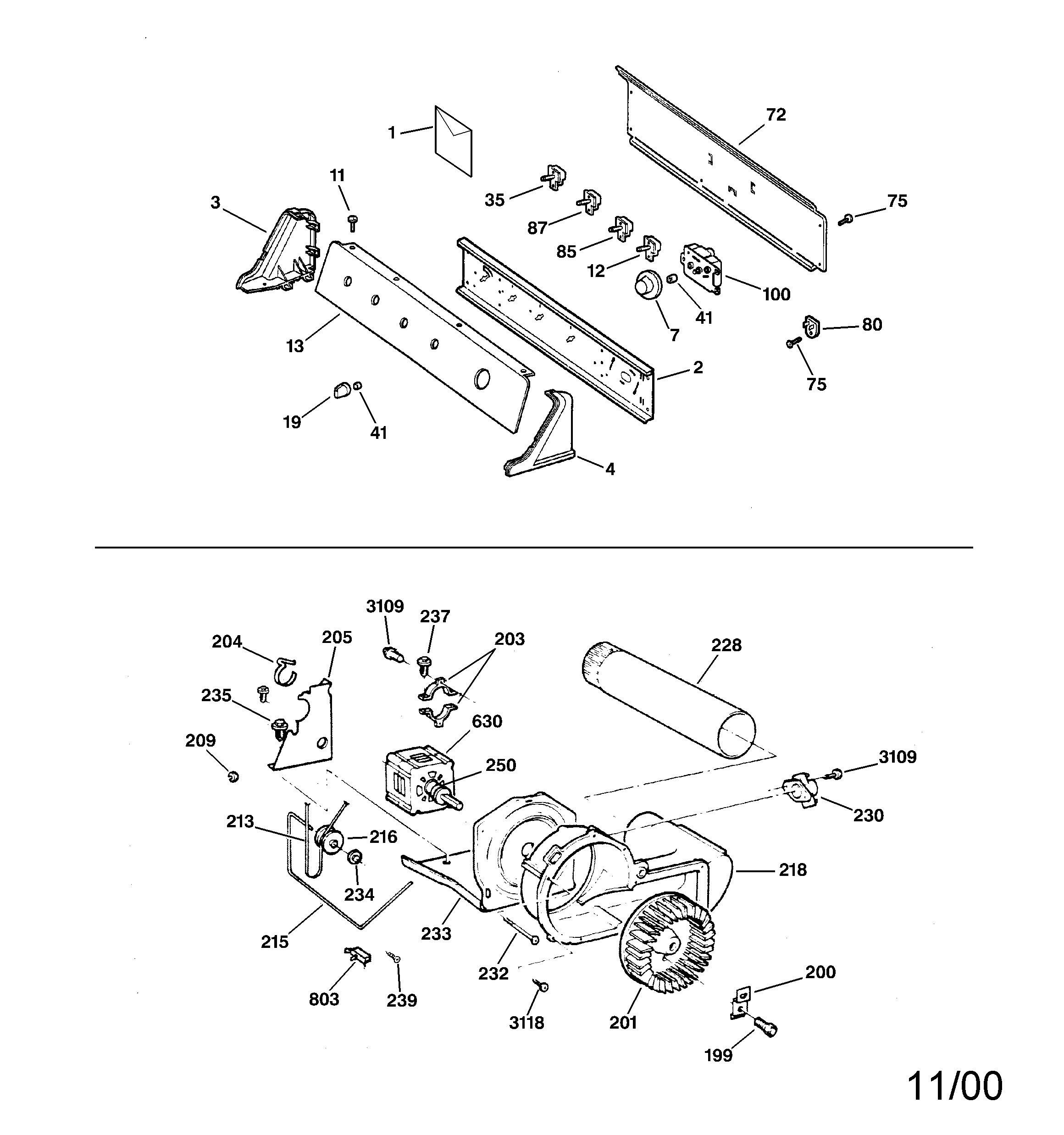 GE DCSR483EA0WW backsplash, blower & motor diagram