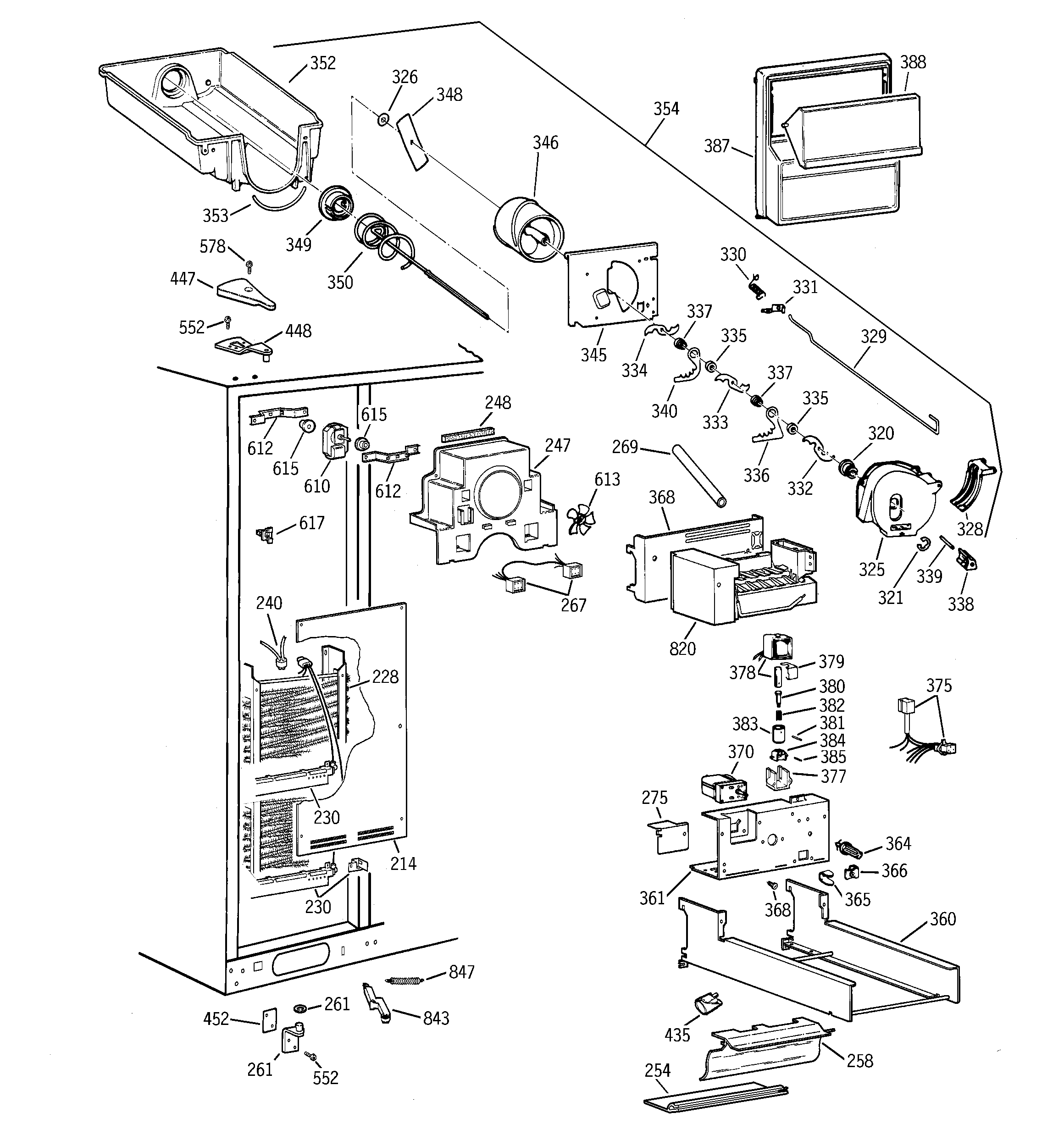 GE TPG24PRDBWW freezer section diagram