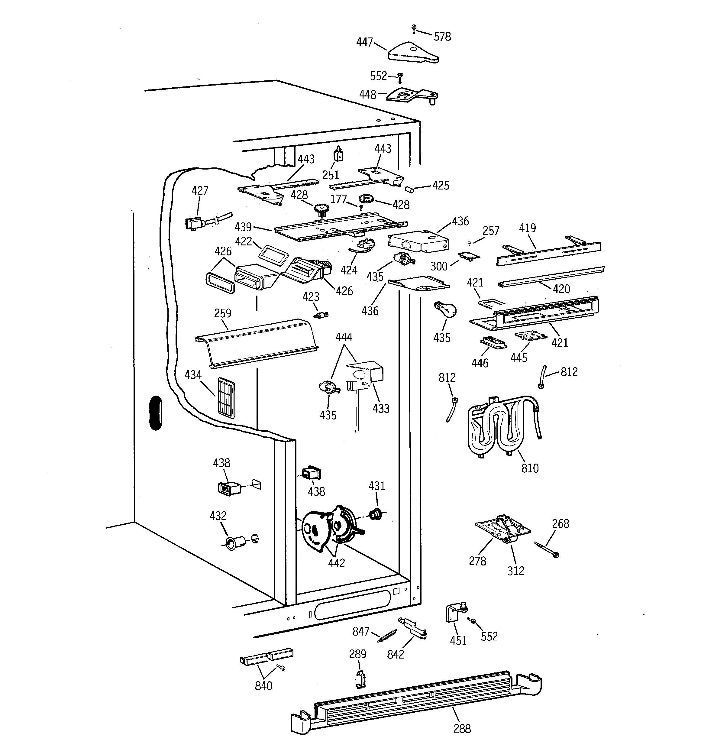 GE TPG24BFDBBB fresh food section diagram