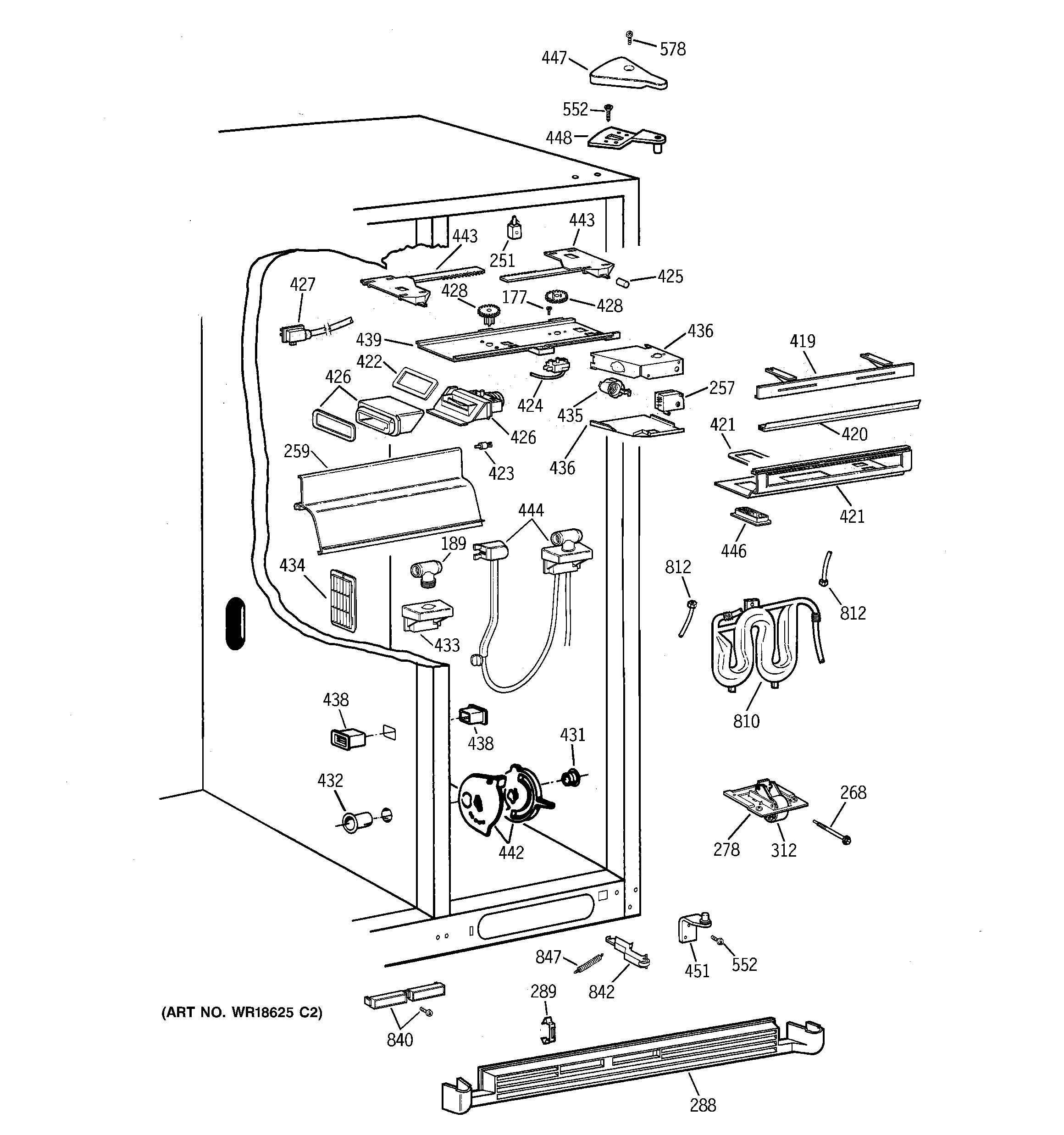 GE TPX24BRDBWW fresh food section diagram
