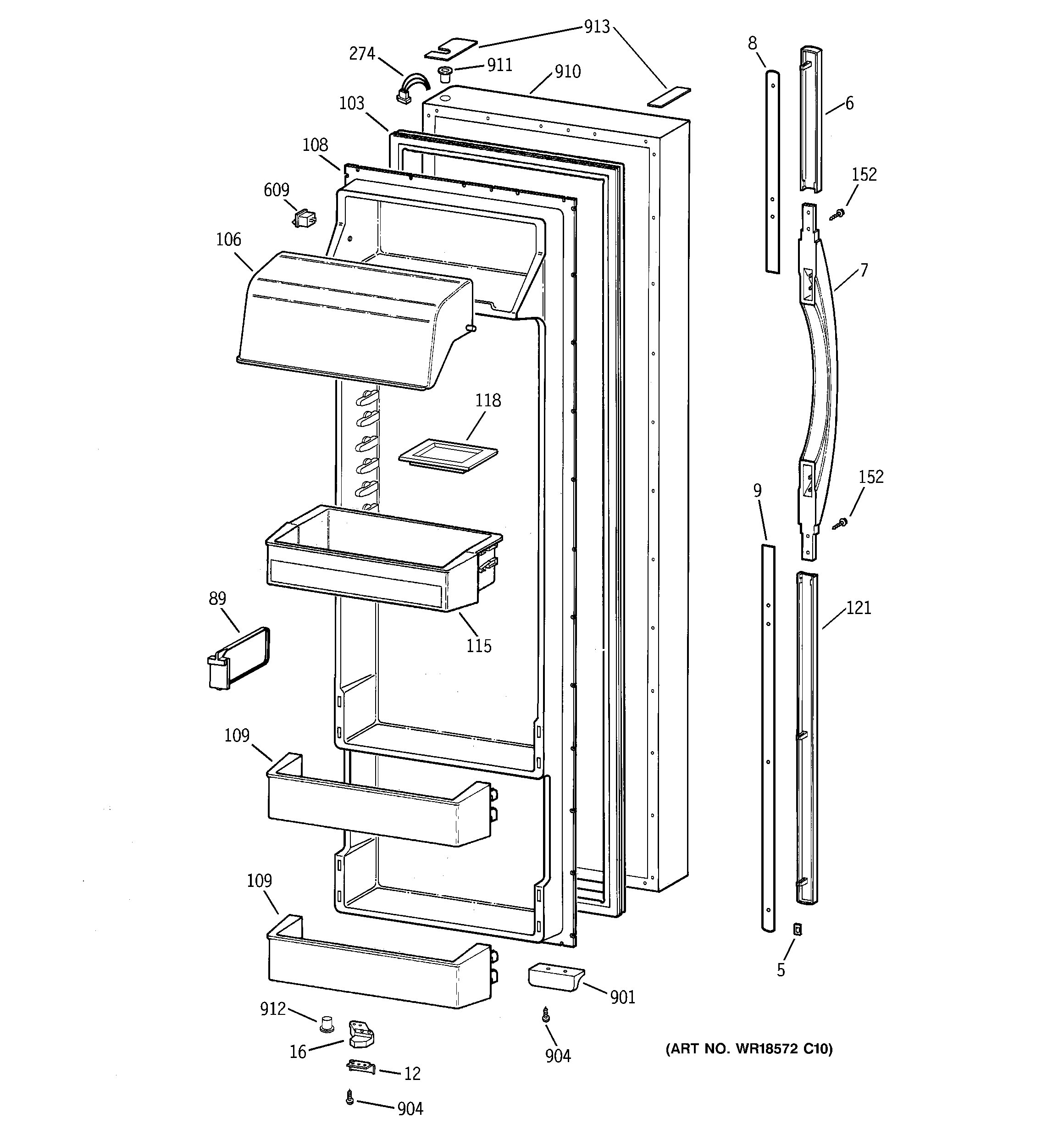GE TFK28ZRBHAA fresh food door diagram