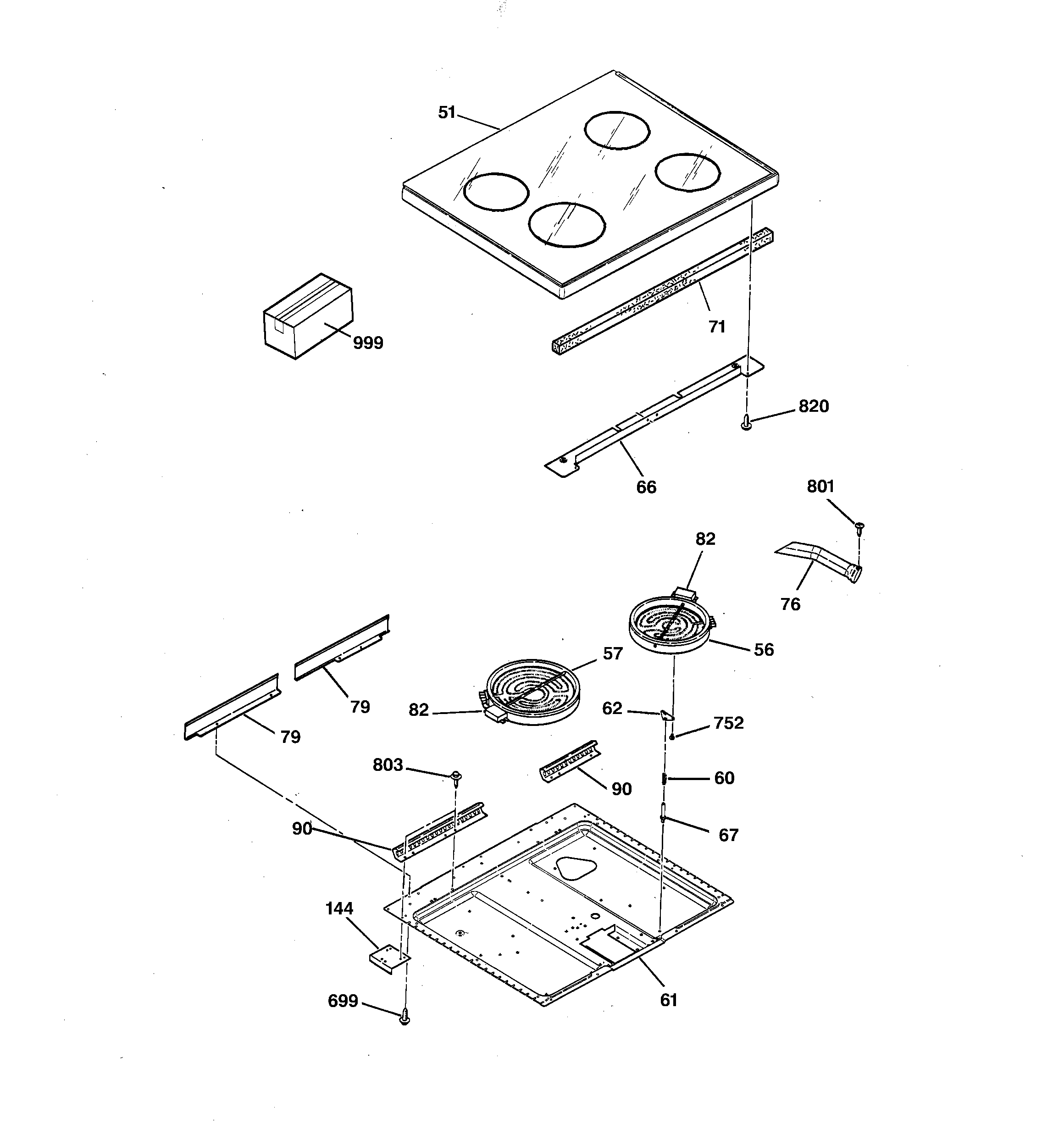 GE JBP58LY2WH cooktop diagram