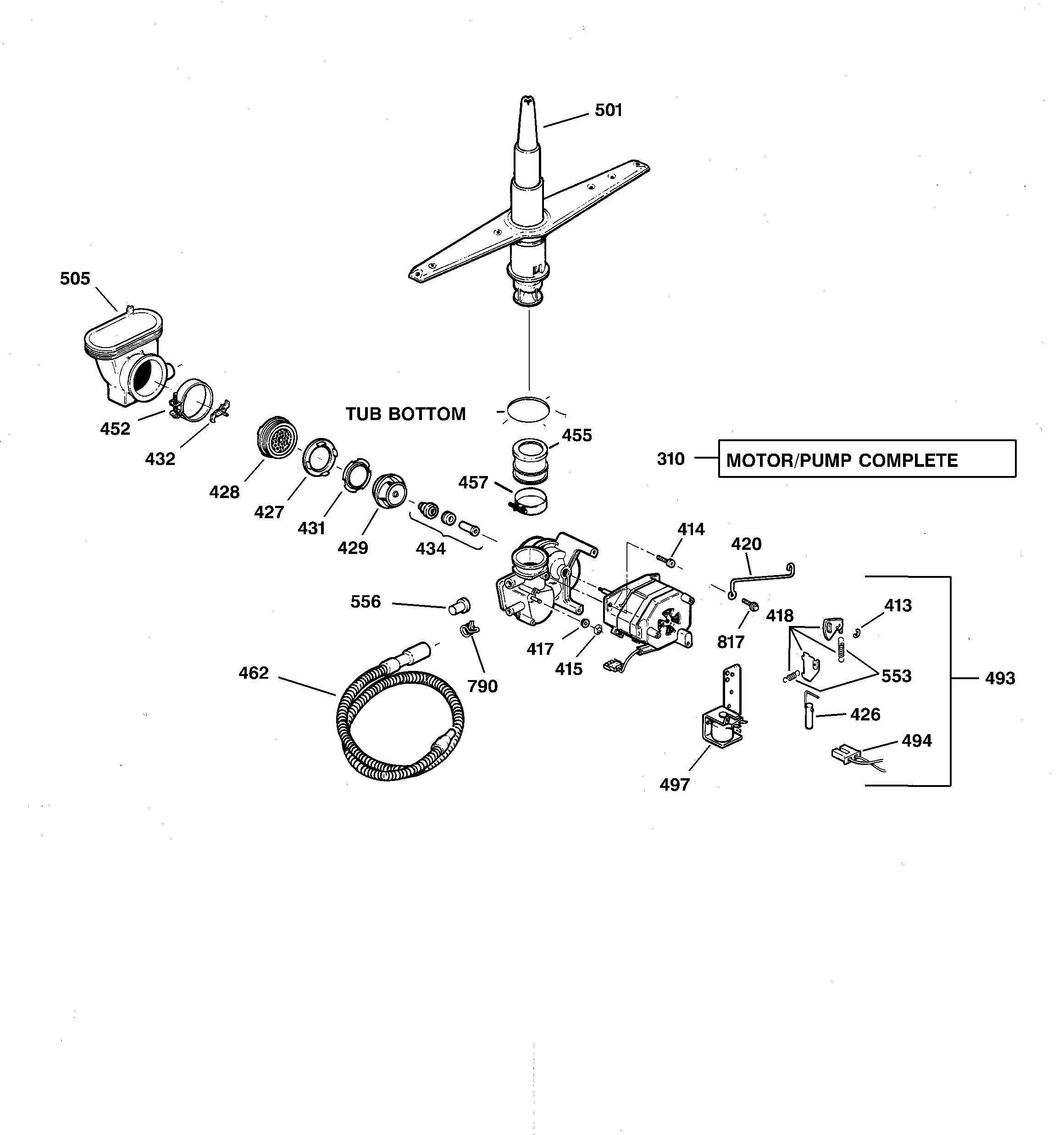 GE GSD2000F01AD motor-pump mechanism diagram