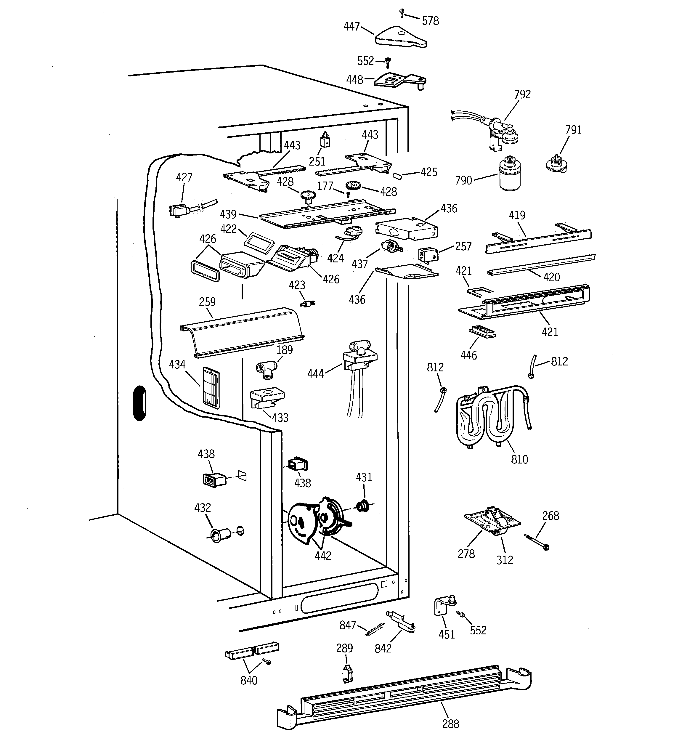 GE TPX24PBBBWW fresh food section diagram