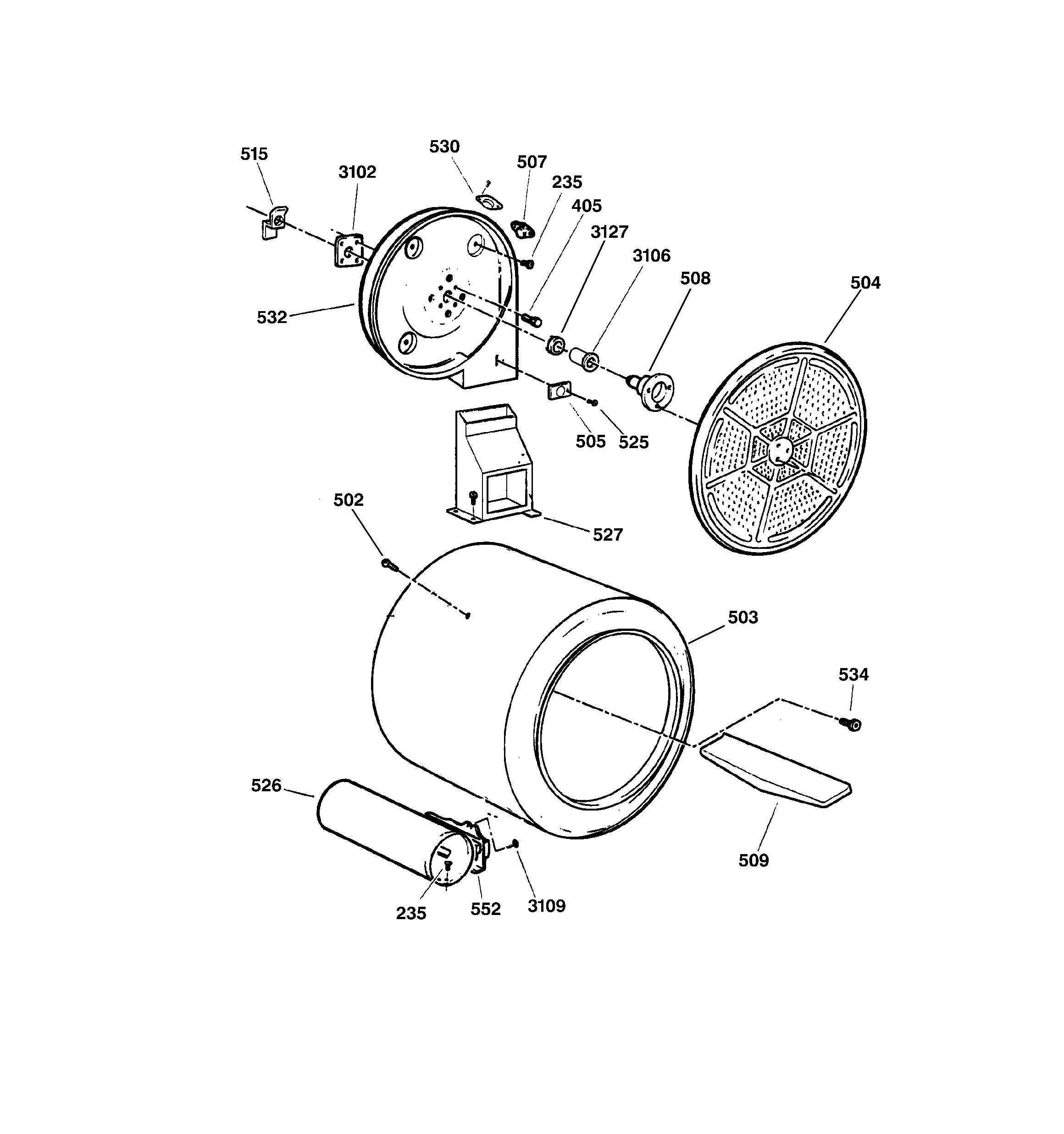 GE DWXR483GA1AA drum diagram
