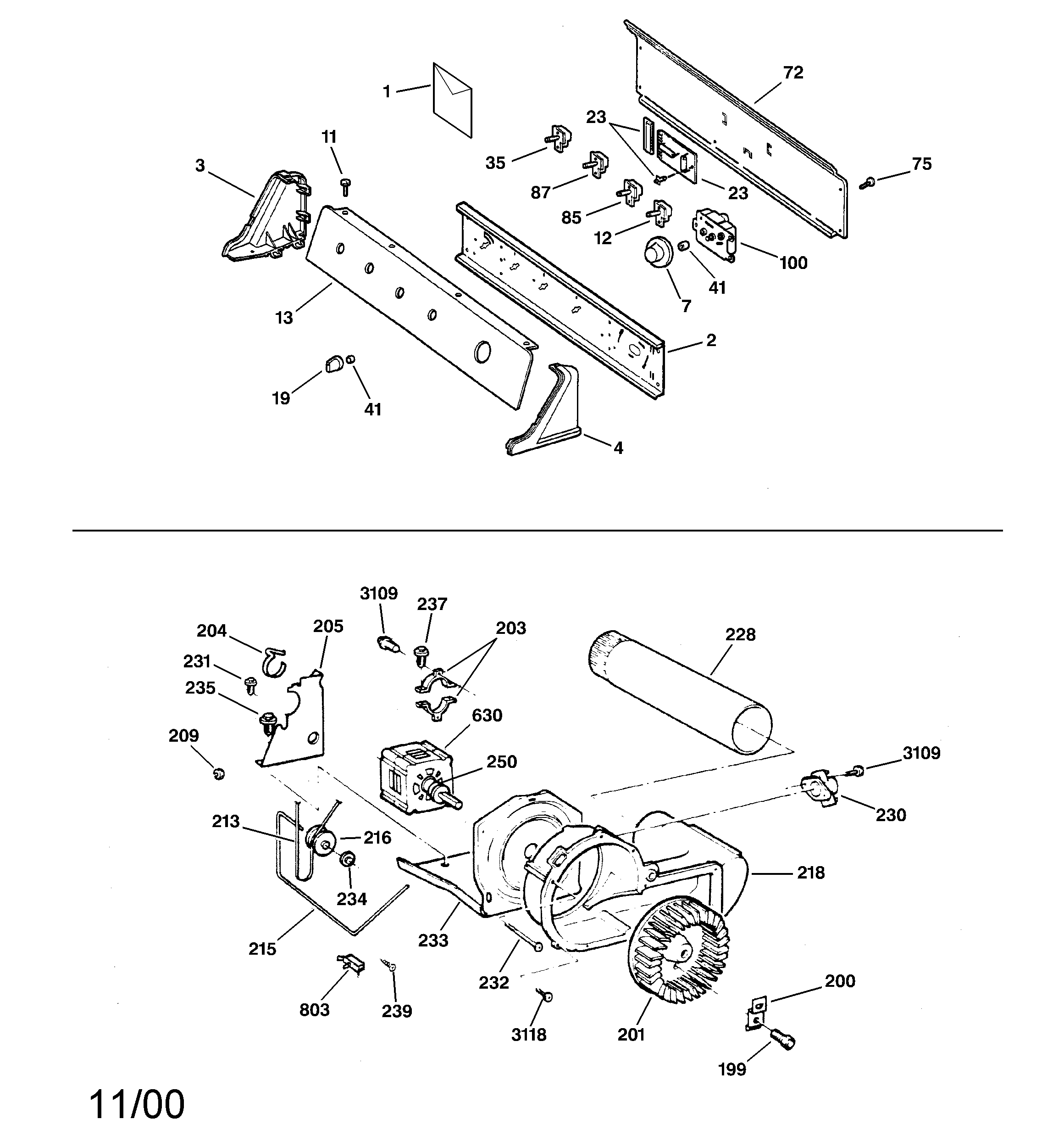 GE DNSR475GY3AA backsplash, blower & motor diagram
