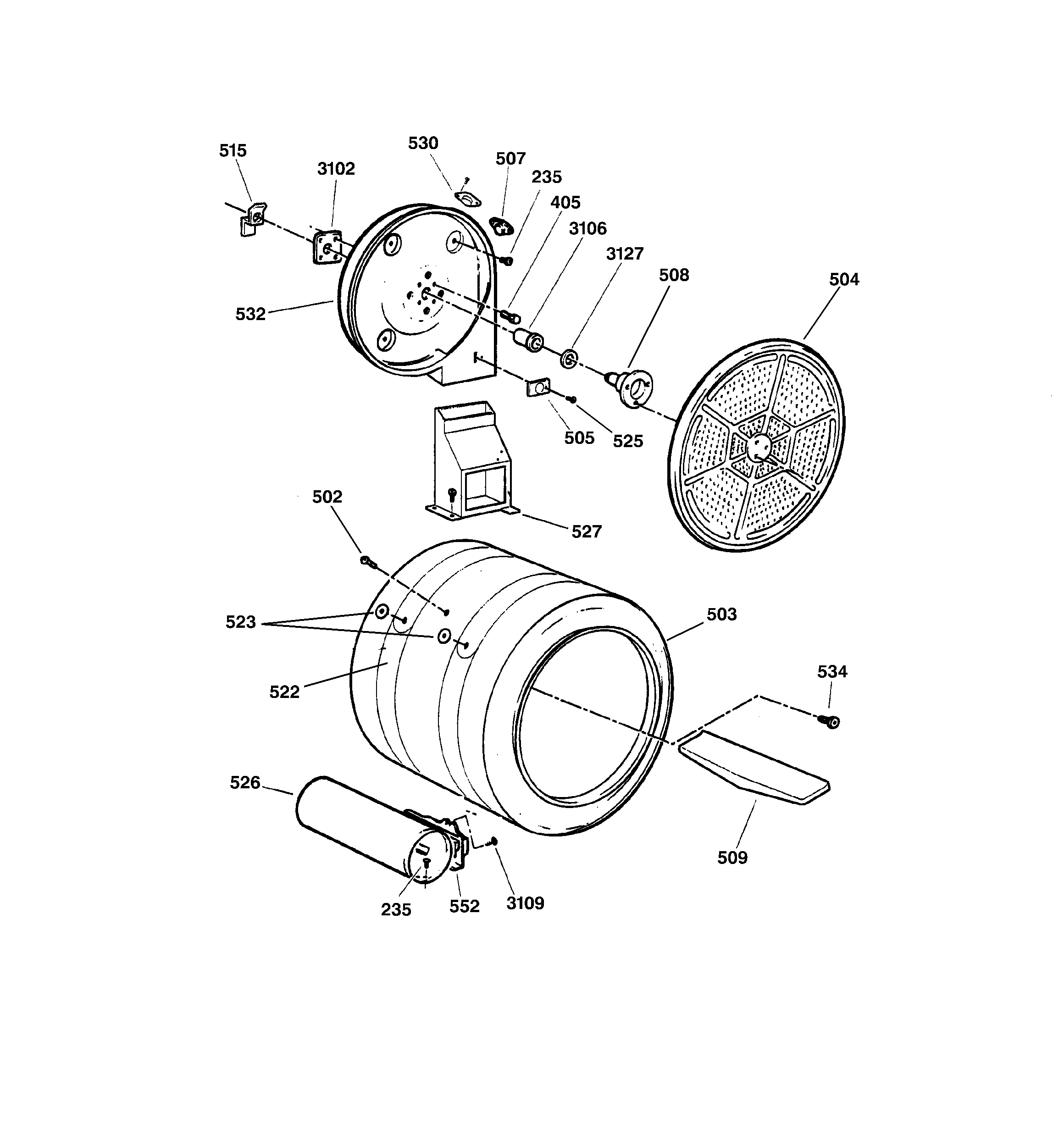 GE DNSR475GY3AA drum diagram