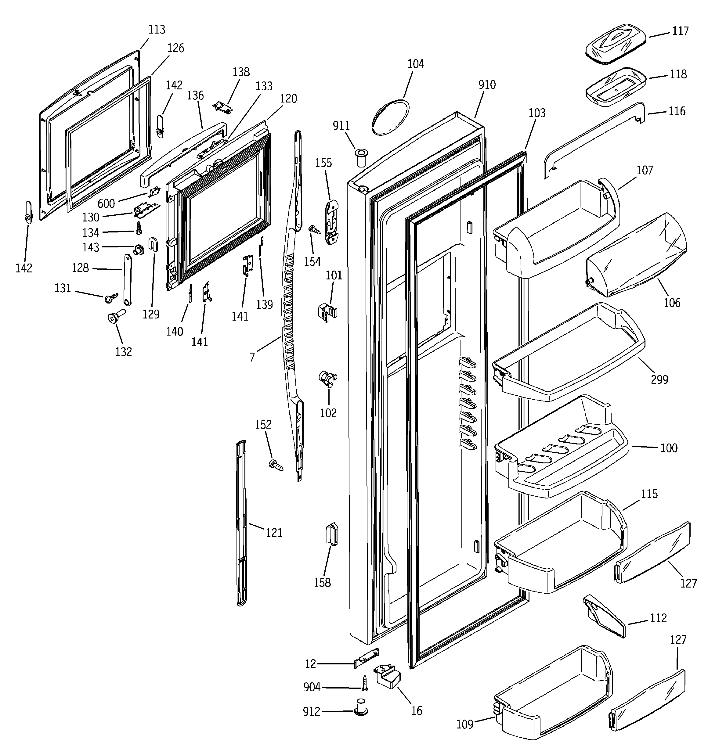 GE PSG27NHMACWW fresh food door diagram