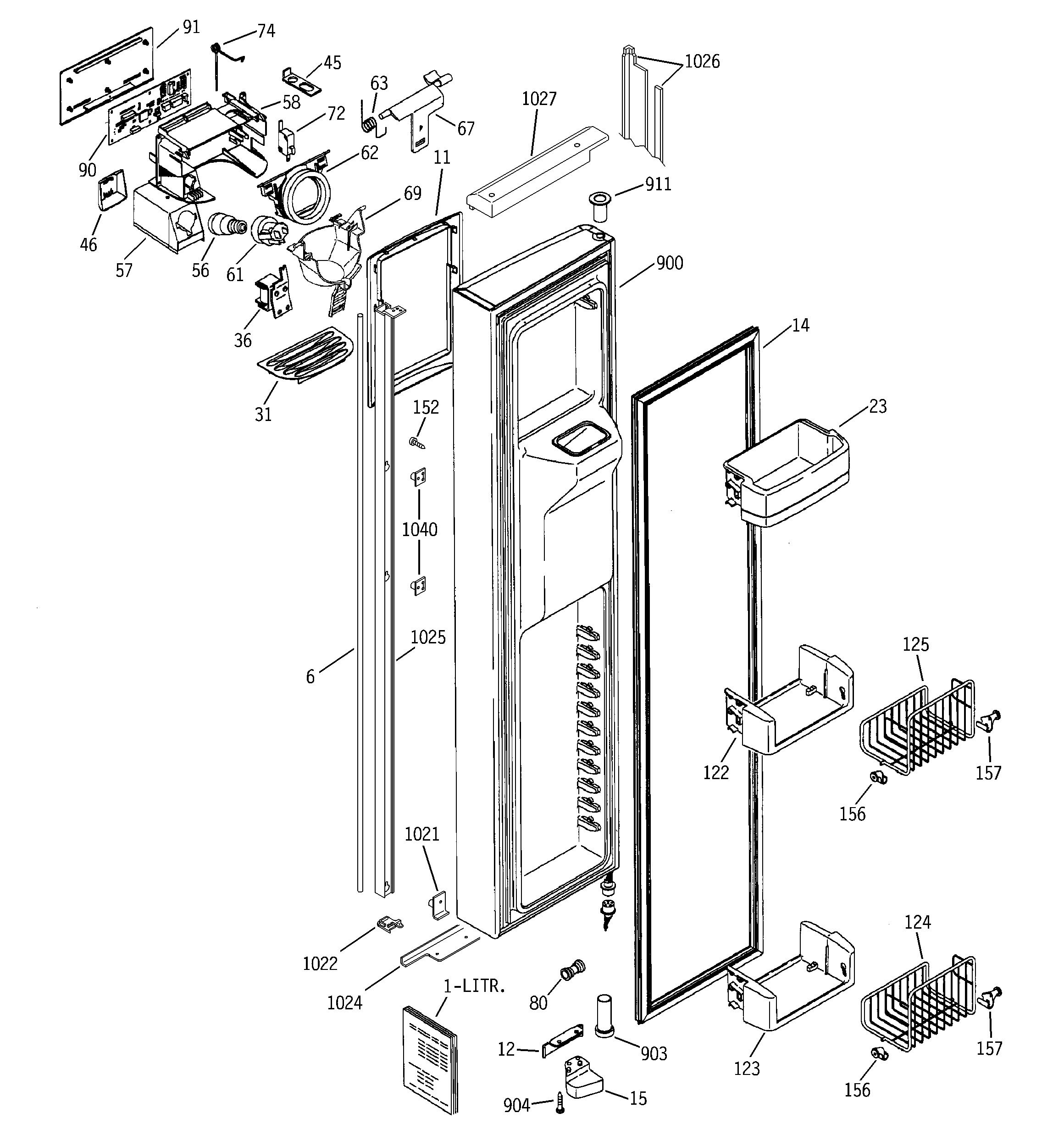 GE GIG21IEMAFBB freezer door diagram