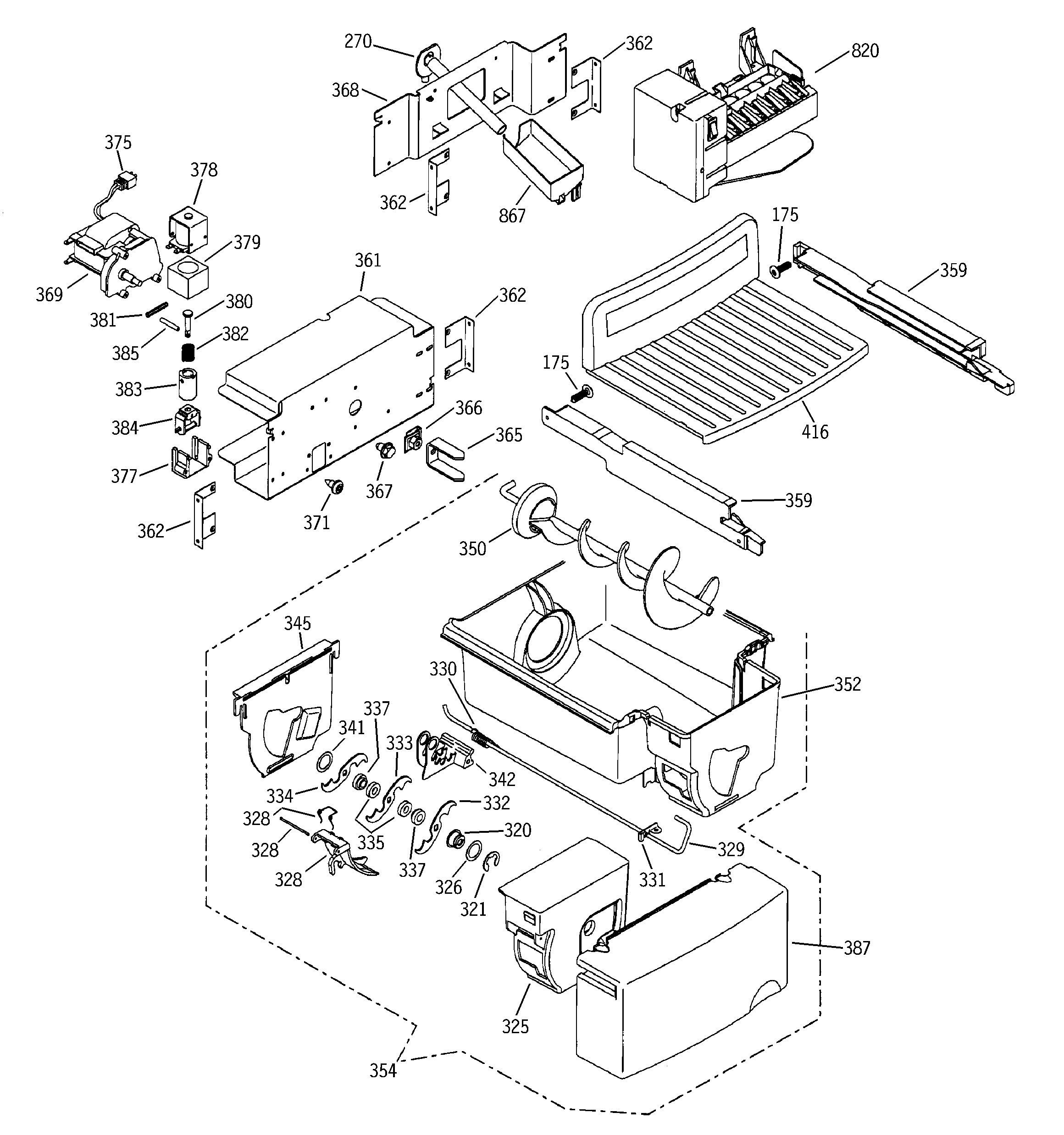 GE GIG21IEMAFBB ice maker & dispenser diagram