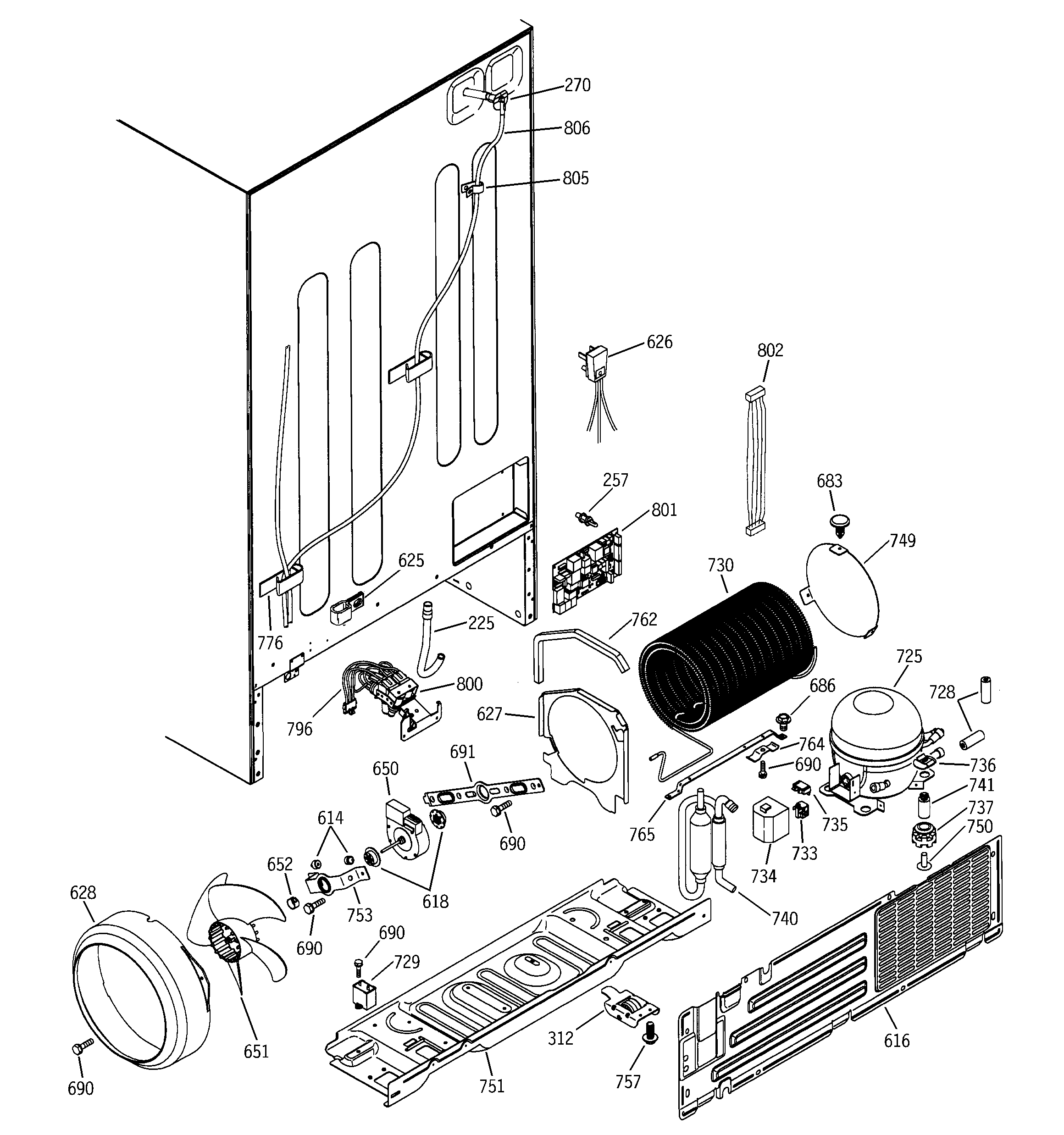 GE GIG21IEMAFBB sealed system & mother board diagram