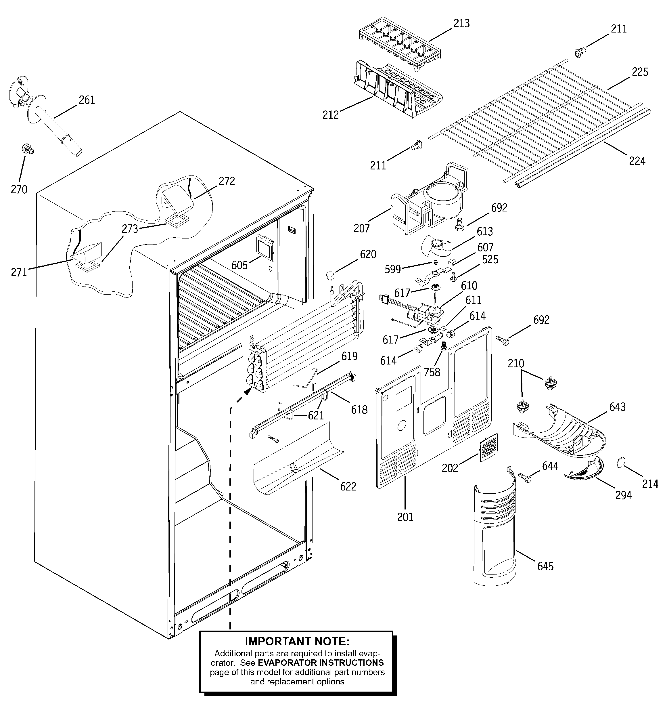 GE GTS18IBMBRWW freezer section diagram