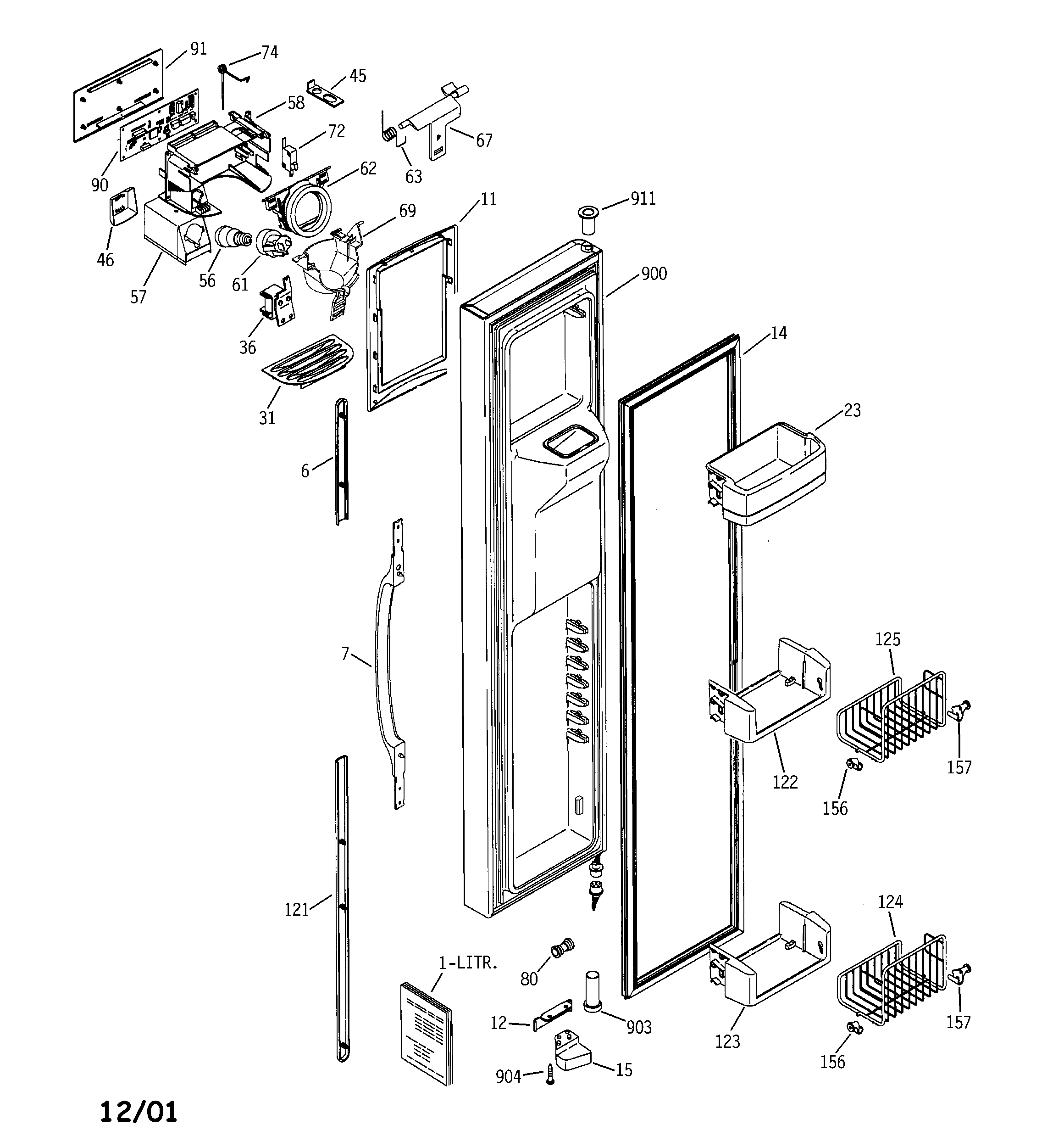 GE GCG21IEMAFBB freezer door diagram