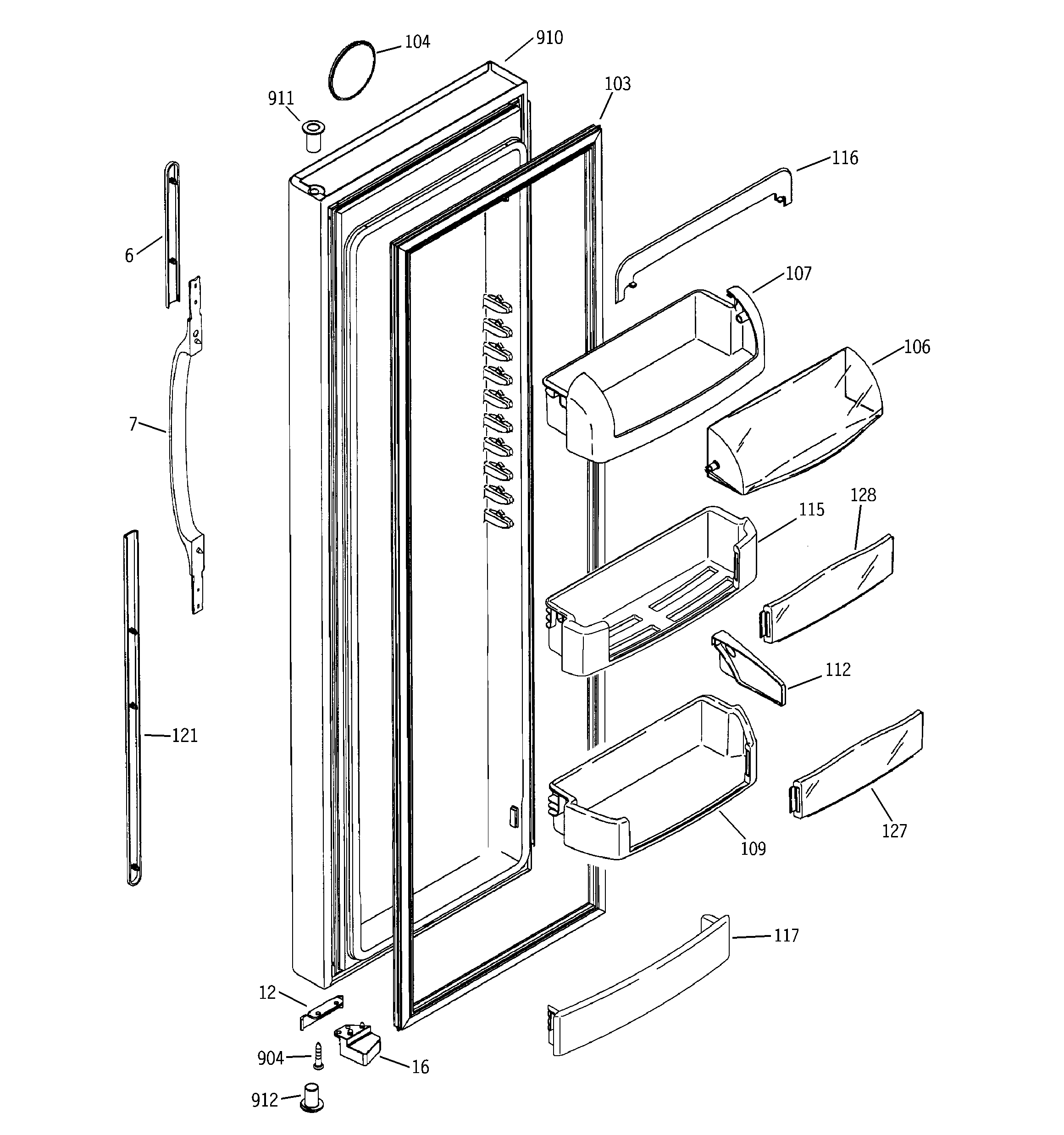 GE GCG21IEMAFBB fresh food door diagram