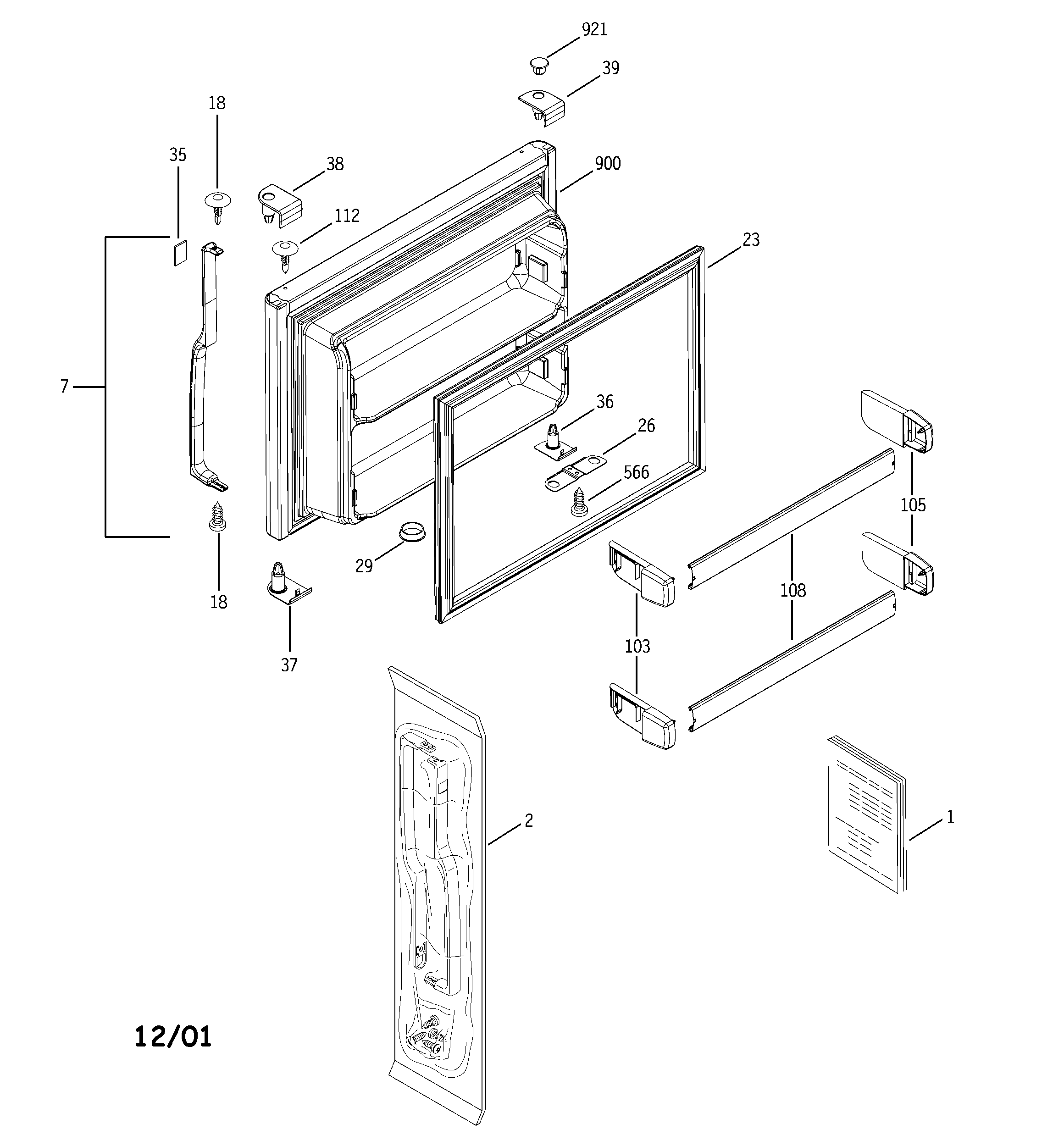 GE STS18ICMBRWW freezer door diagram