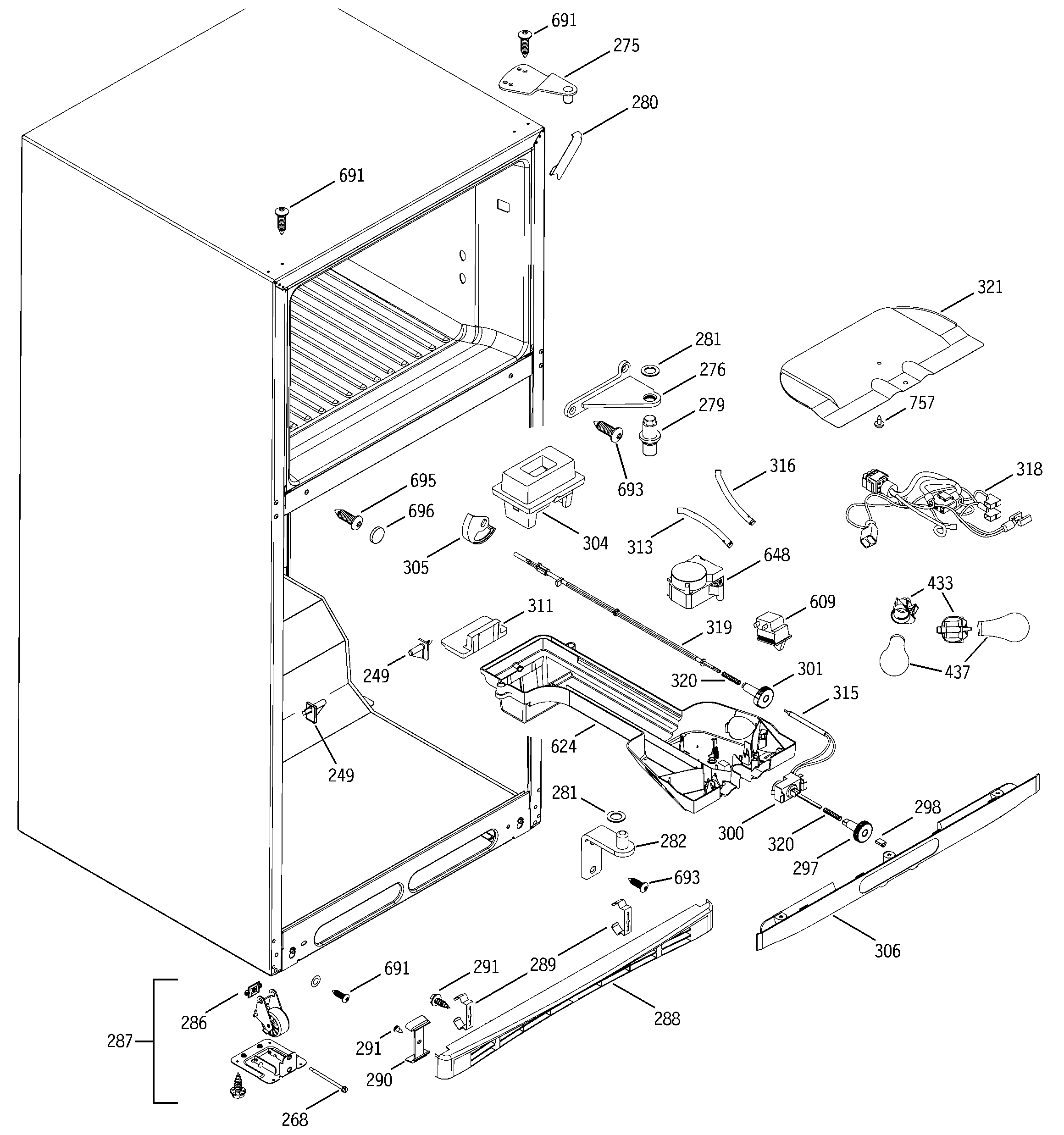 GE STS18ICMBRWW fresh food section diagram