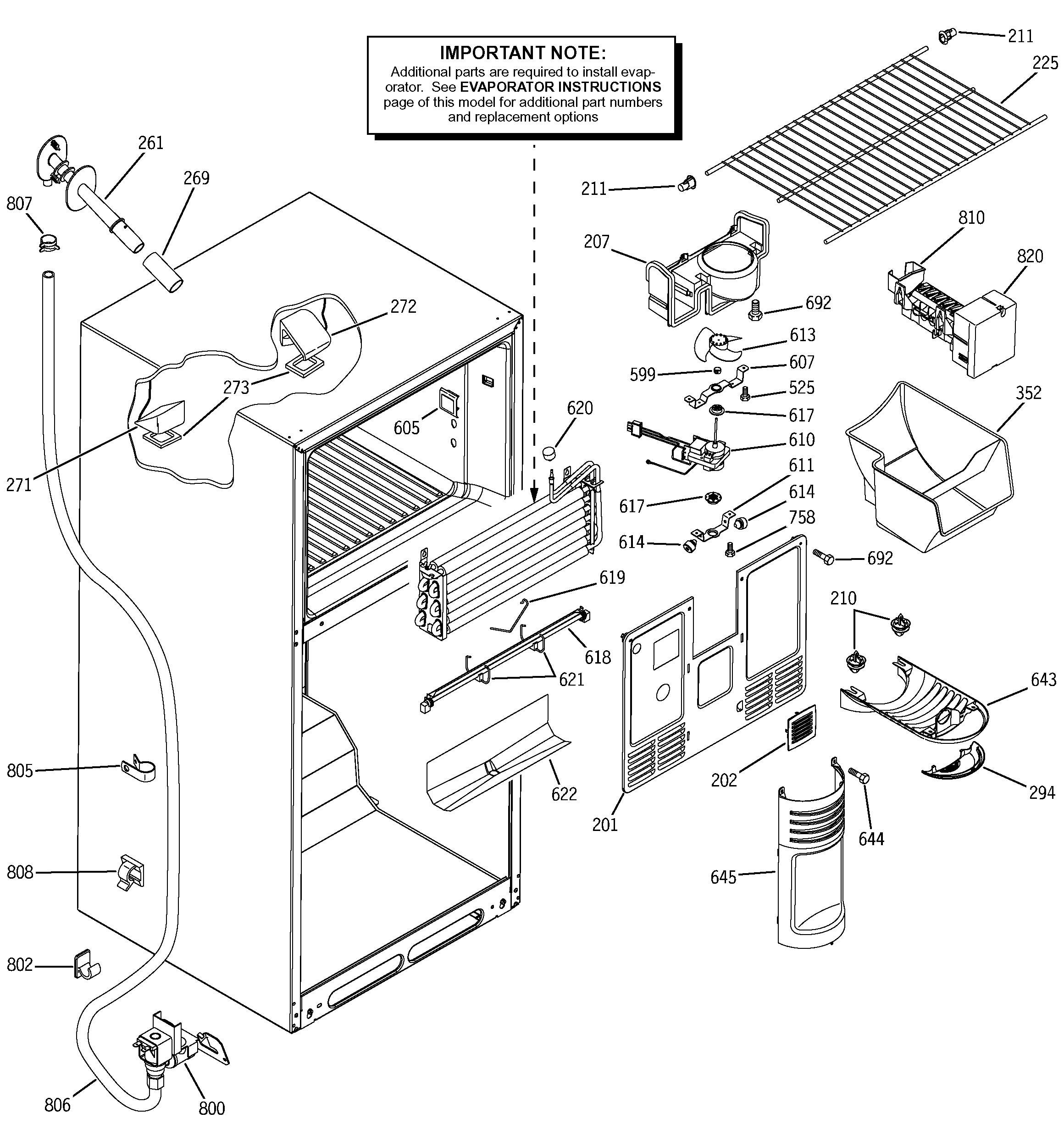 GE GTS18DCMBLWW freezer section diagram