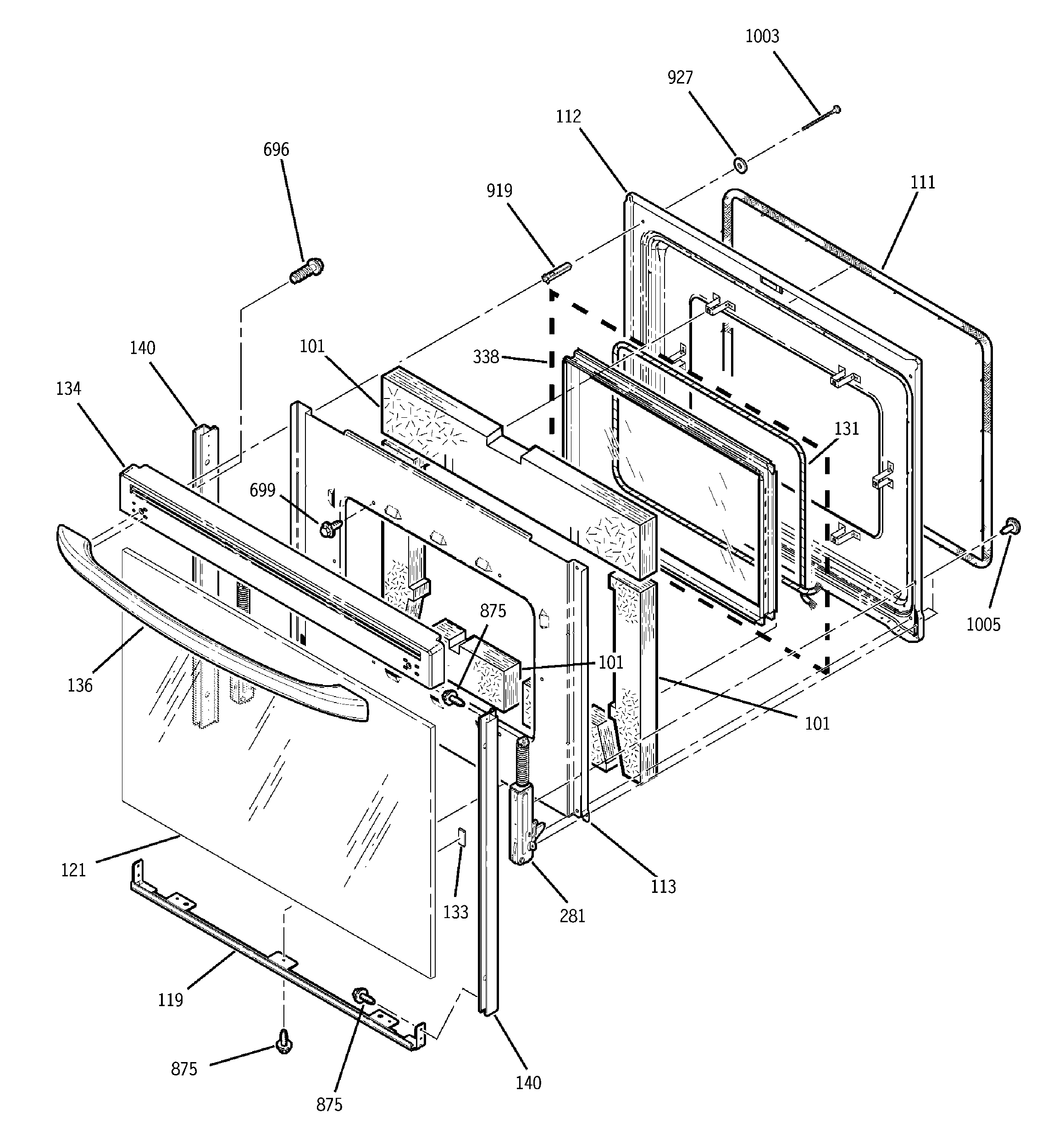 GE JBP68HD1WW door diagram